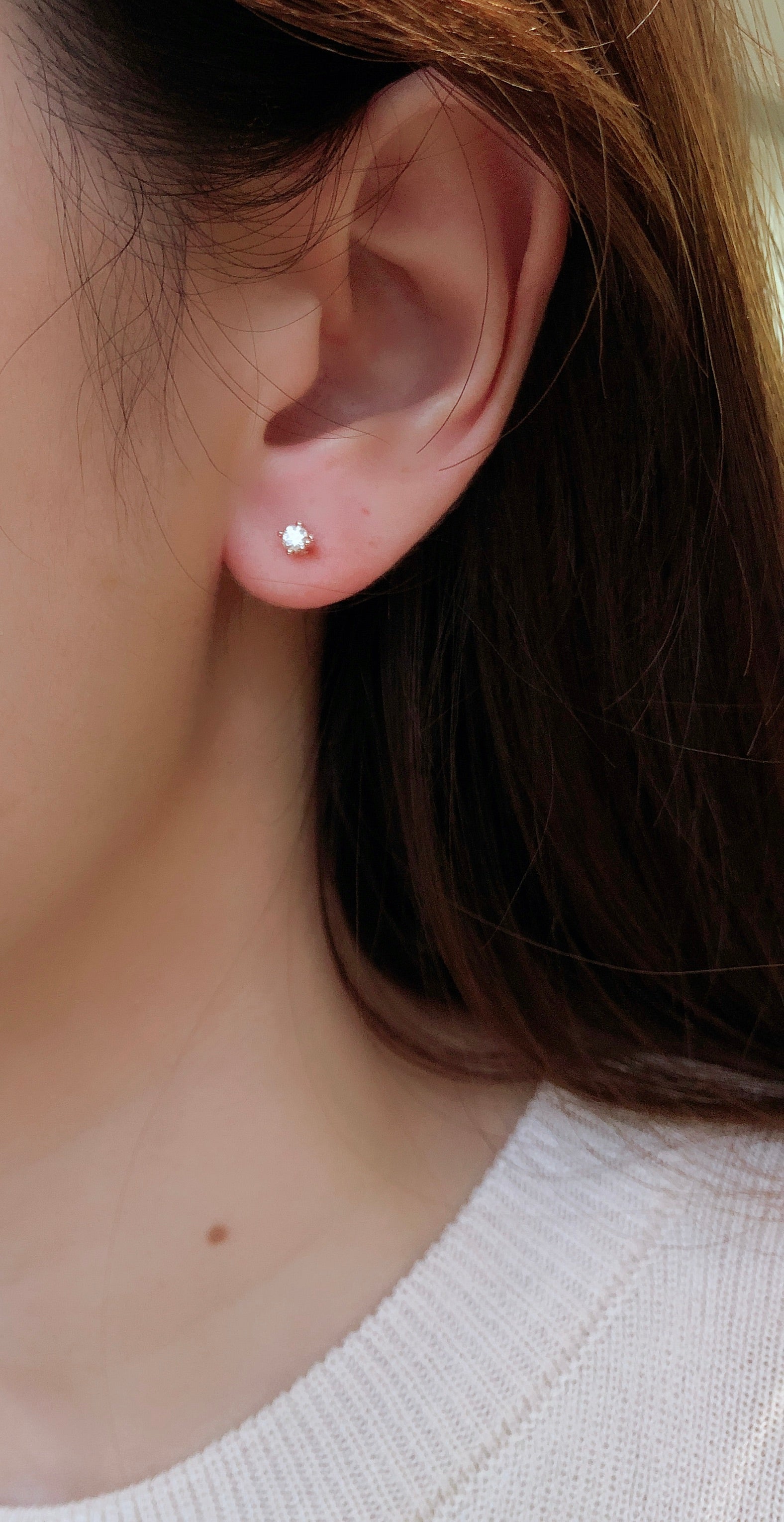 Mini diamond halo stud earrings (detachable) (erpg253)