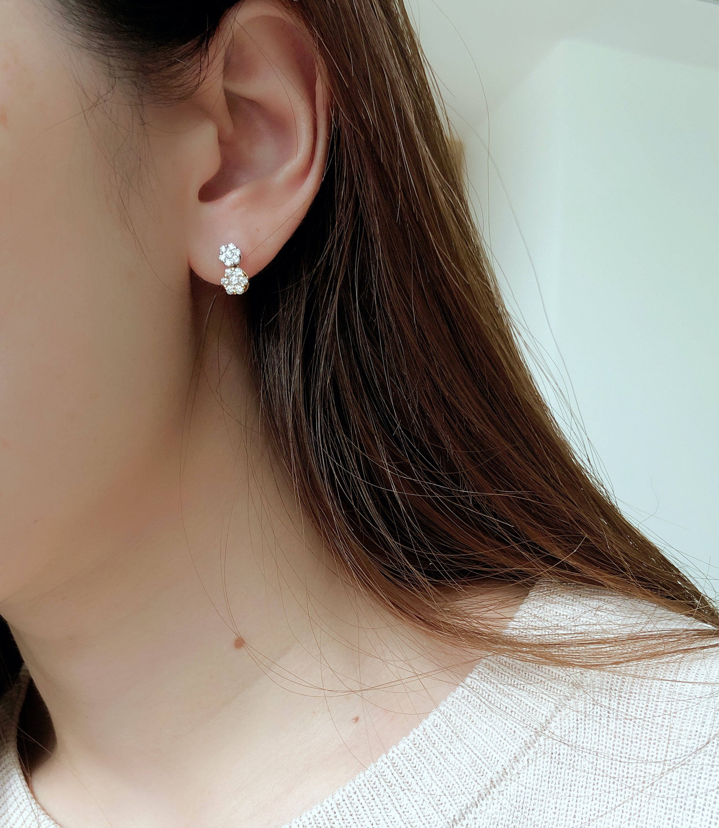 Tiny illusion diamond earrings