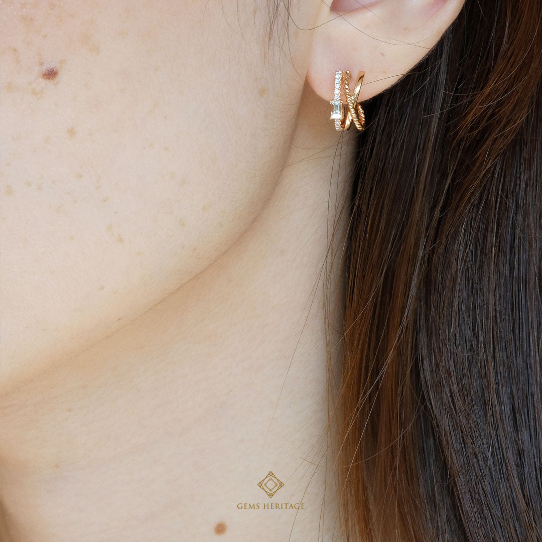 Cross baguette diamond earring(ERPW299)