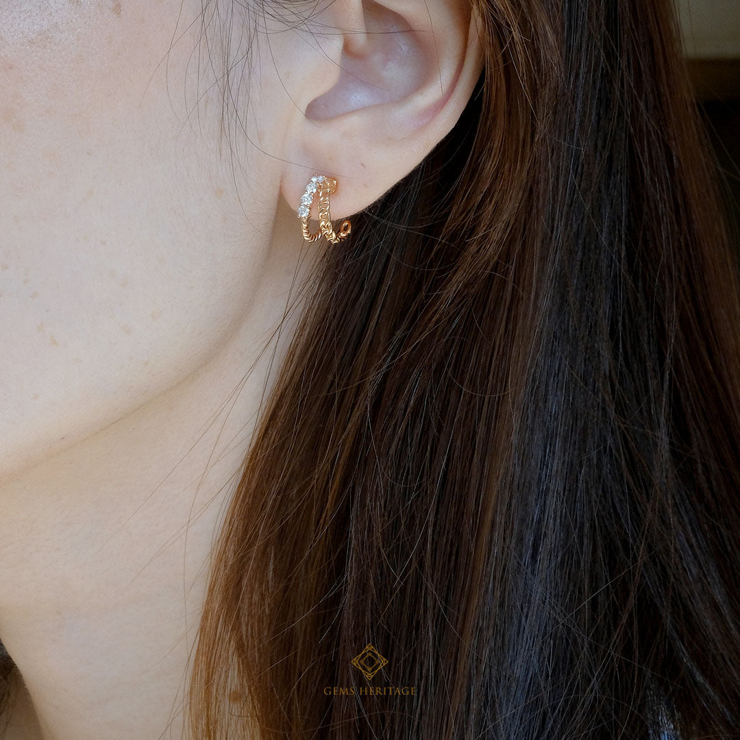 Diamond and chain hoop earring(ERPG298)