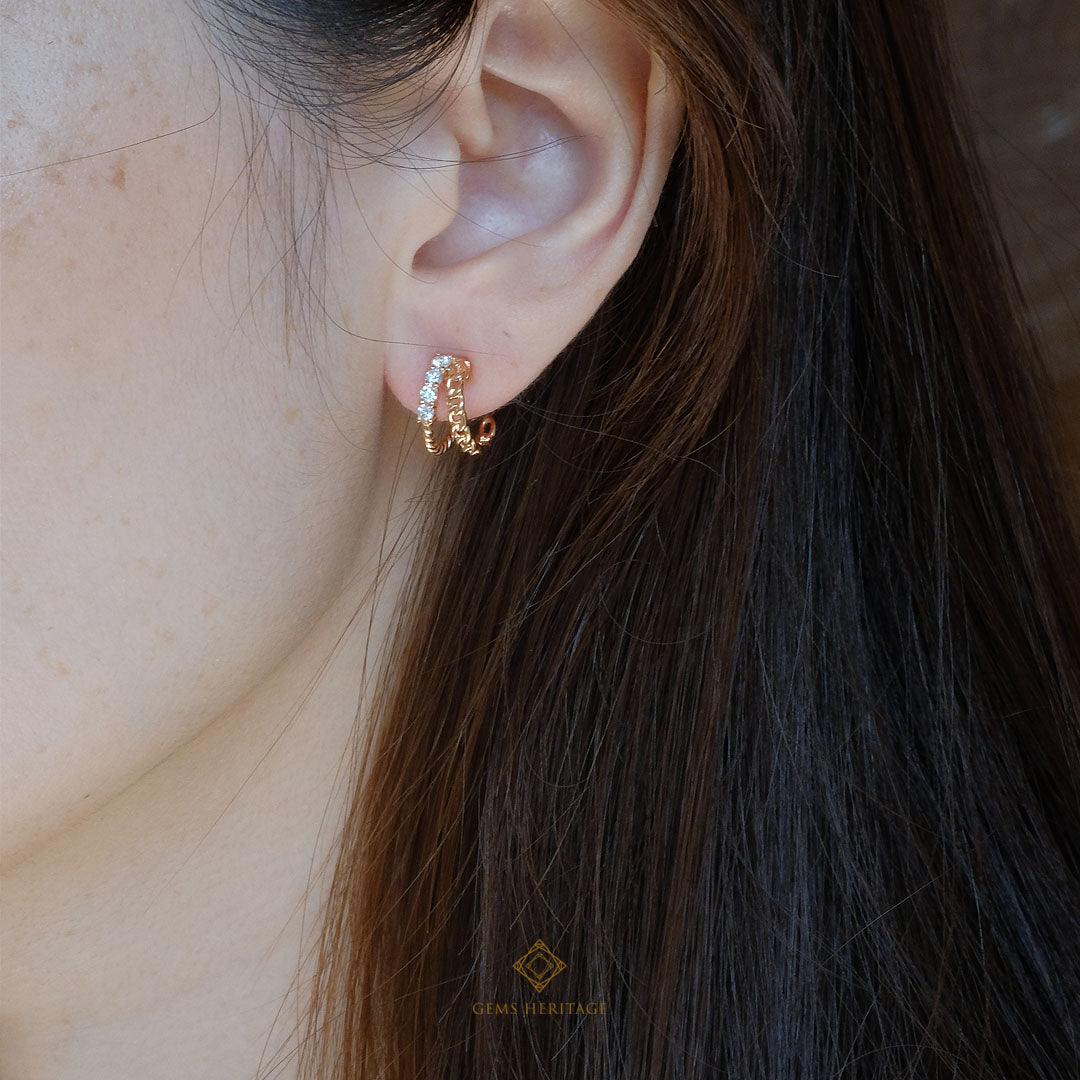 Diamond and chain hoop earring(ERPG298)