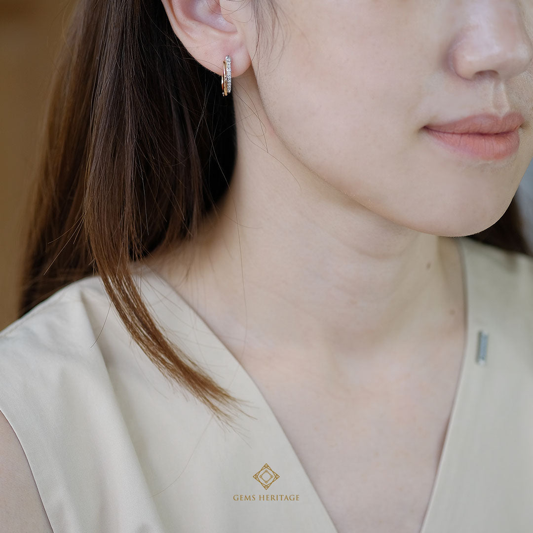 Two line diamond hoop earring(erpw256)