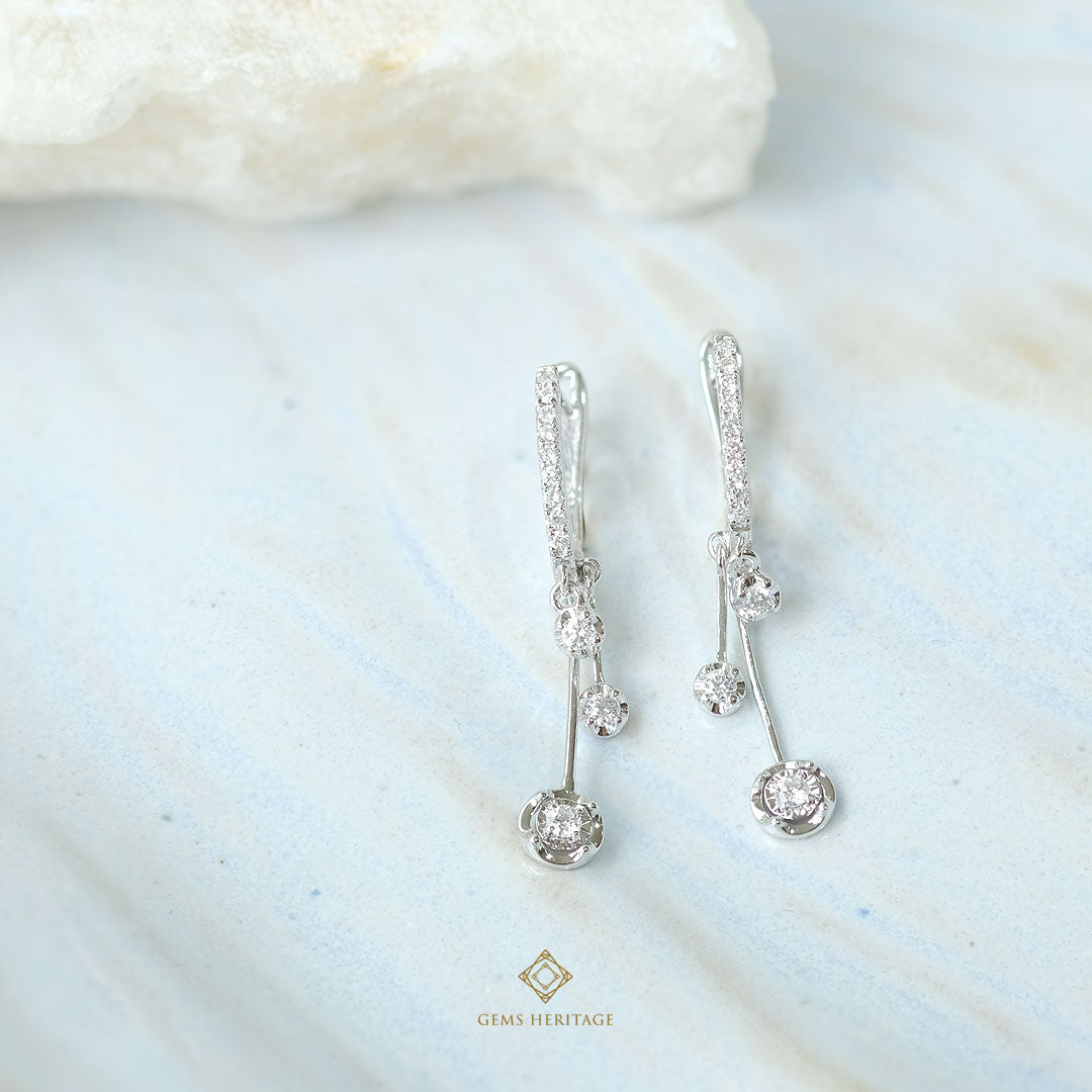 Drop diamond hoop earrings (ERWG283)
