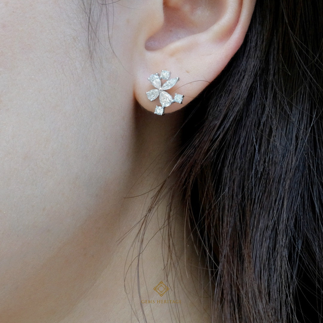 Sweet flower diamond earrings(erwg285)