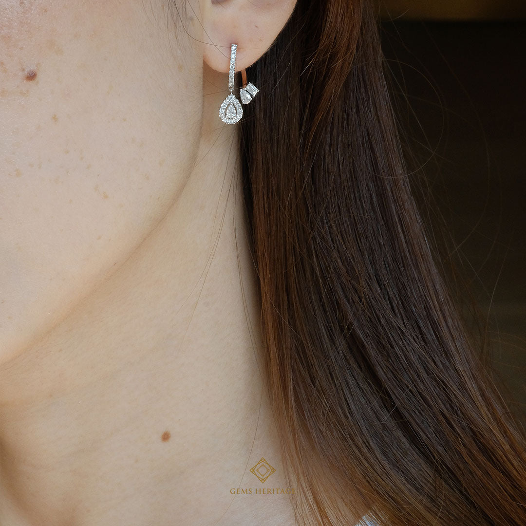 Sweet pear and baguette diamond earring(ERWG297)
