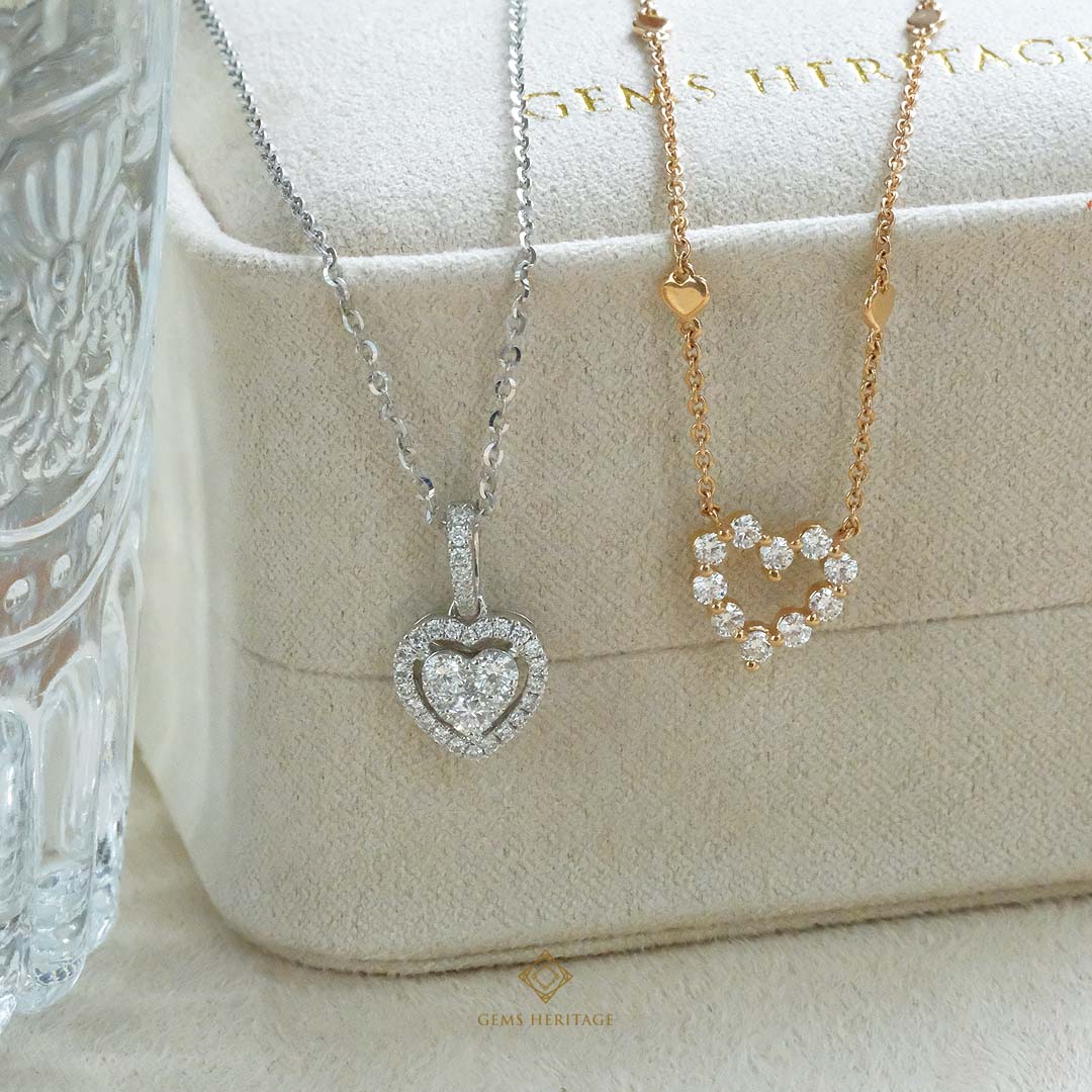Mini heart diamond  necklace (PDPG77)
