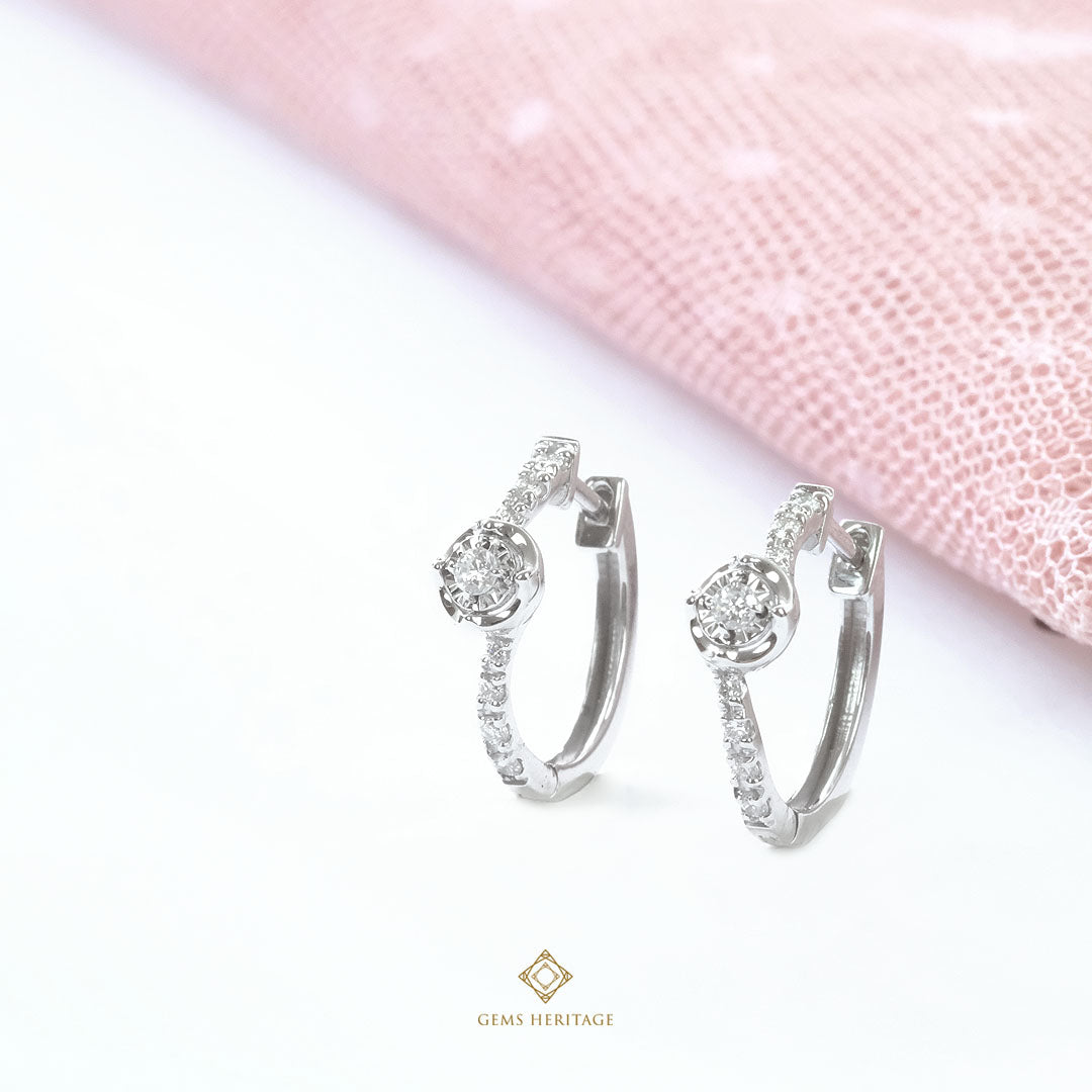 Curve diamond hoop earrings(Erwg270)