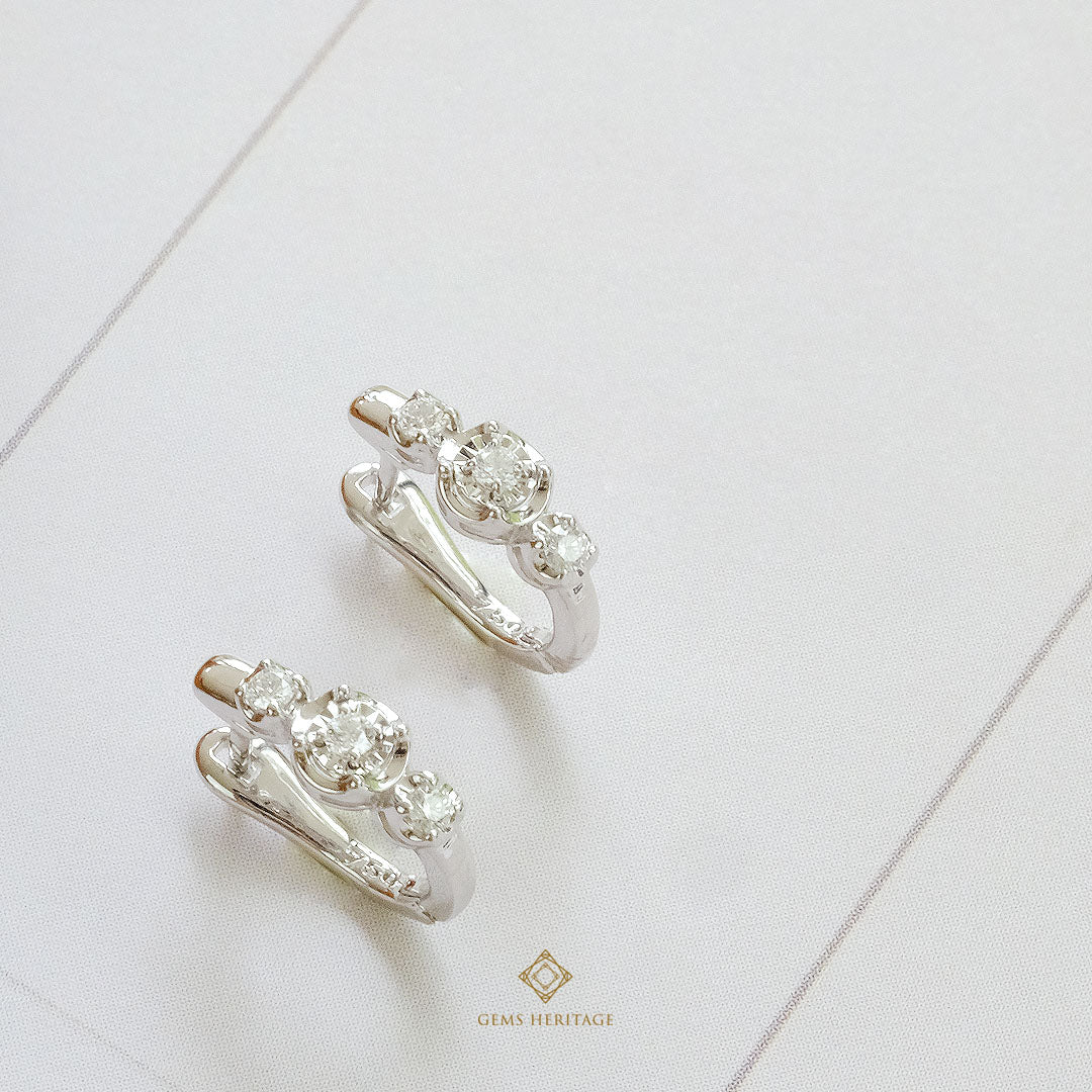 Three diamond hoop earrings(erwg269)