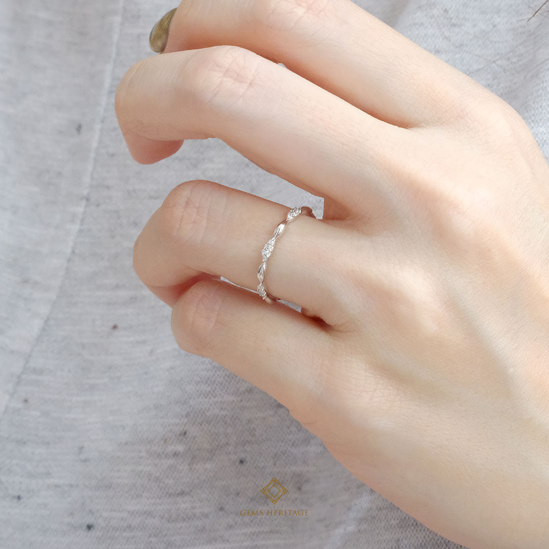Leaves diamond band ring (rwg525)