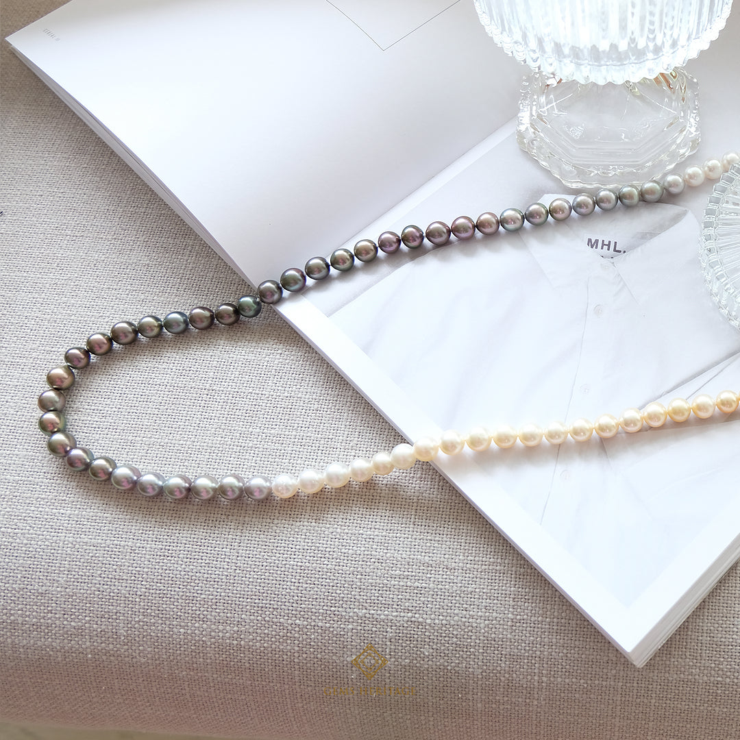 Gradient color south sea pearl necklace