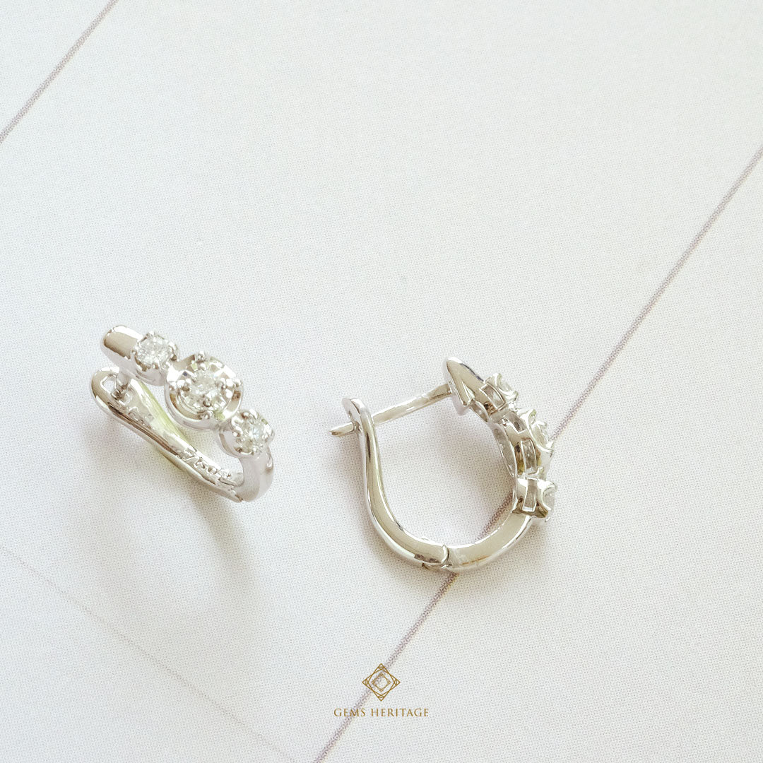 Three diamond hoop earrings(erwg269)