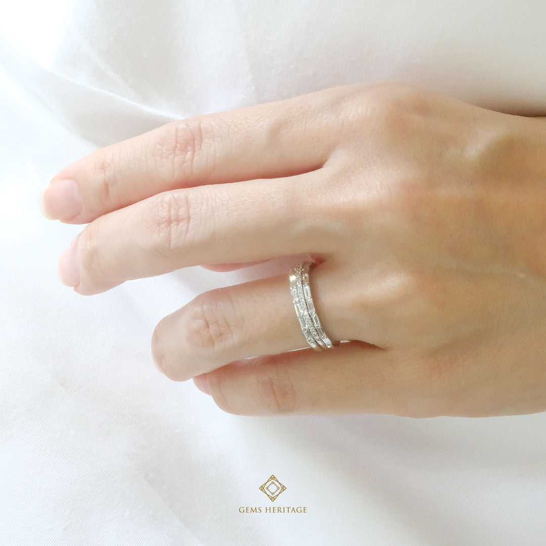 Two line baguette and round diamond ring (rwg549)