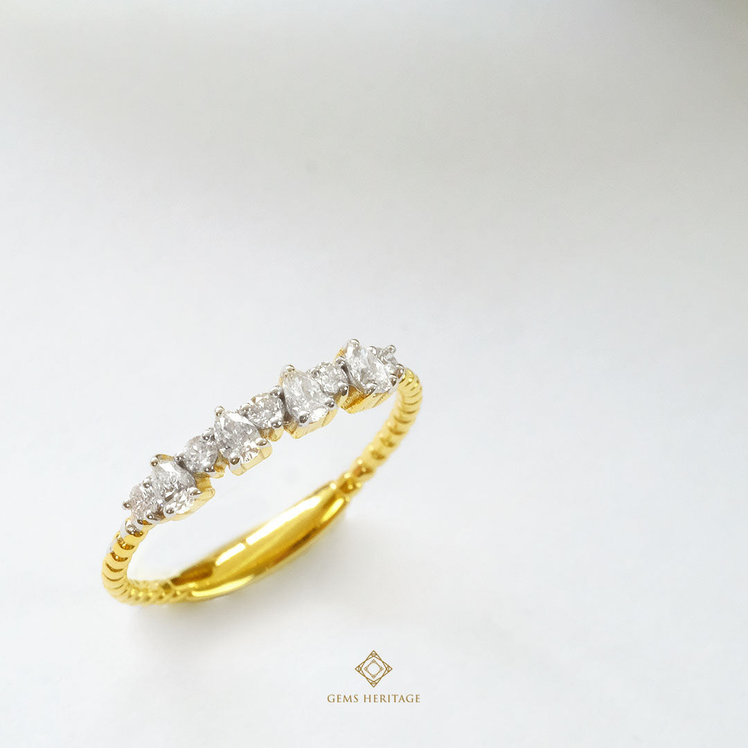 Pear and round diamond band ring(rwg551)