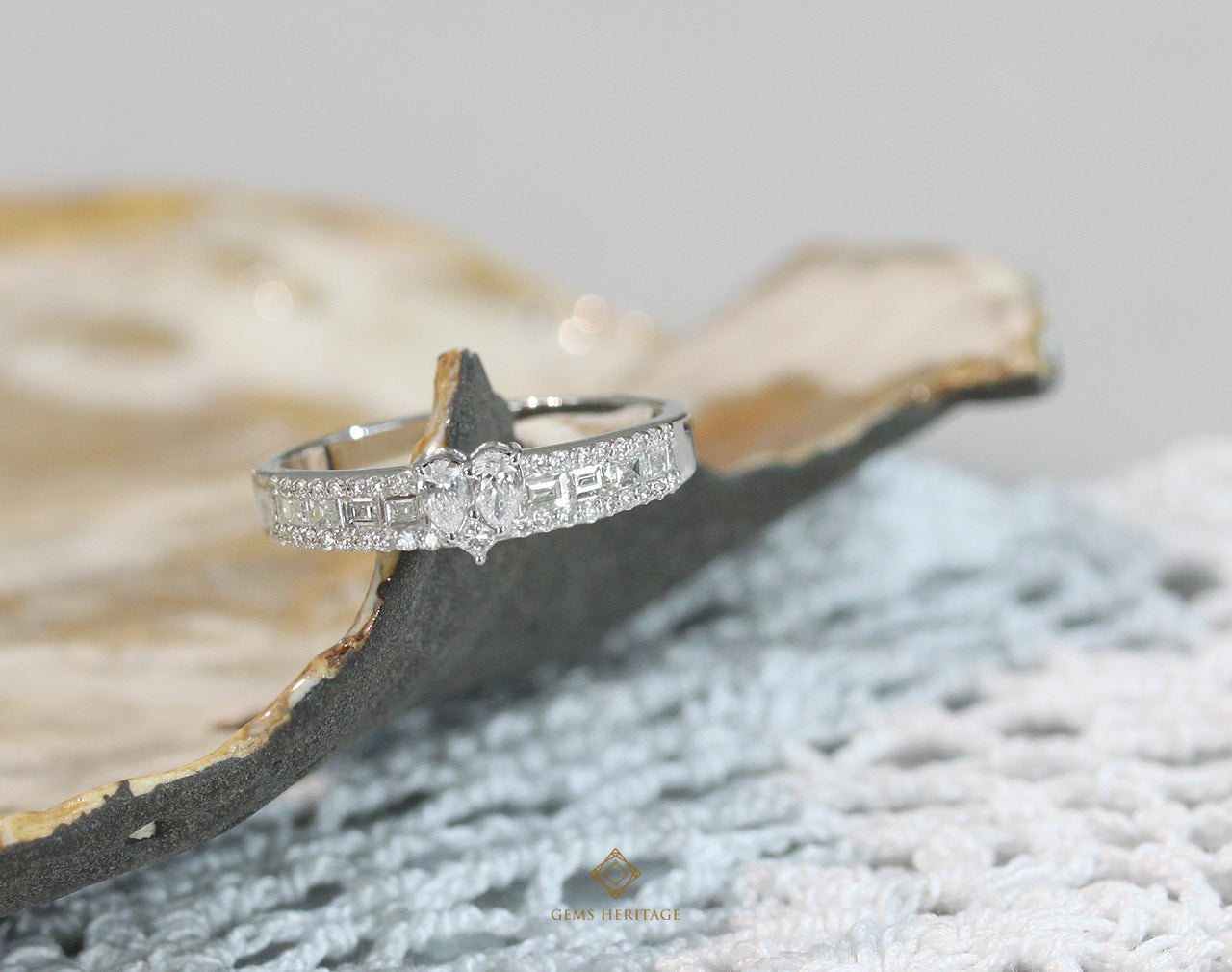 Heart and Baguette Diamond Ring (rwg340)