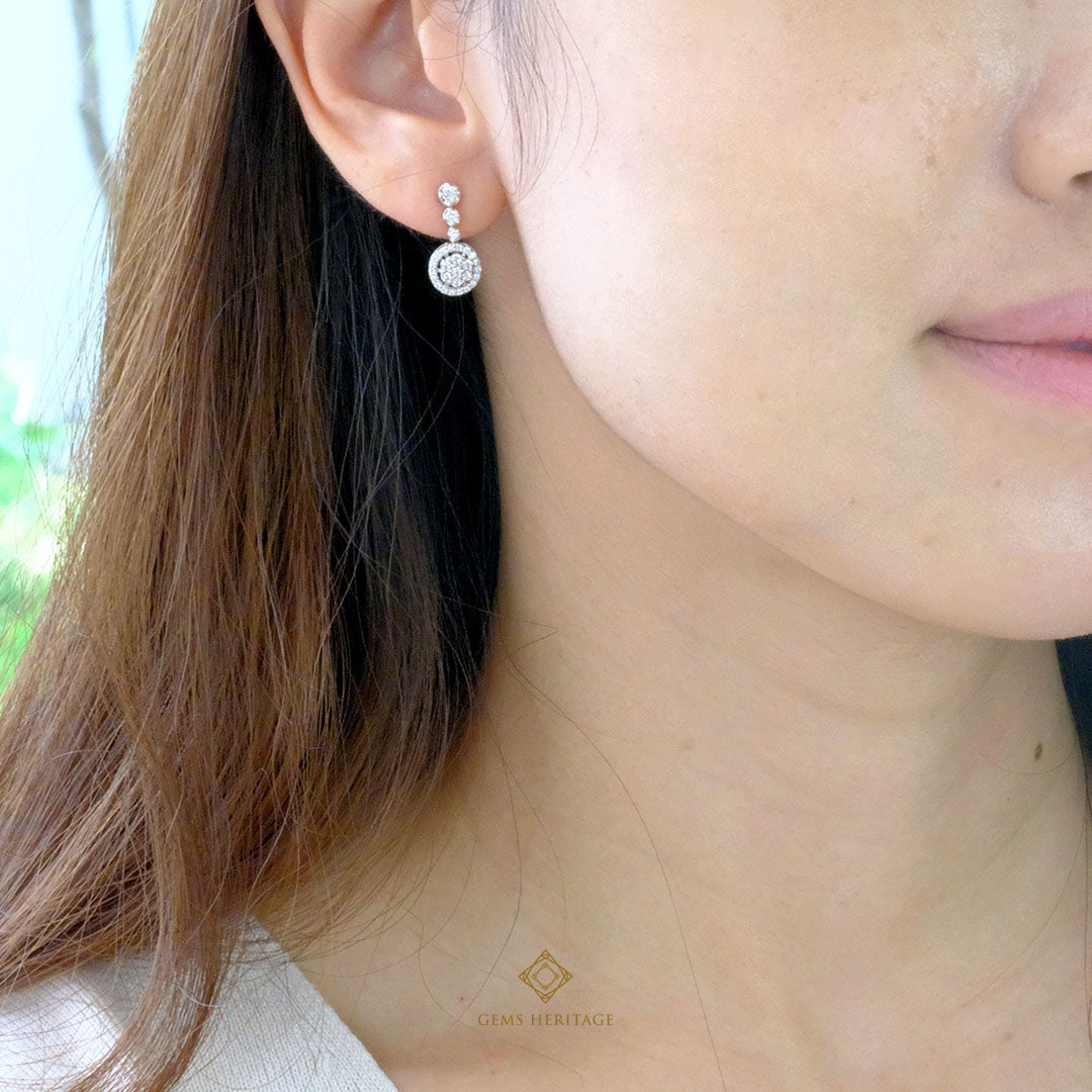 Halo Round illusion diamond earrings(erwg264)