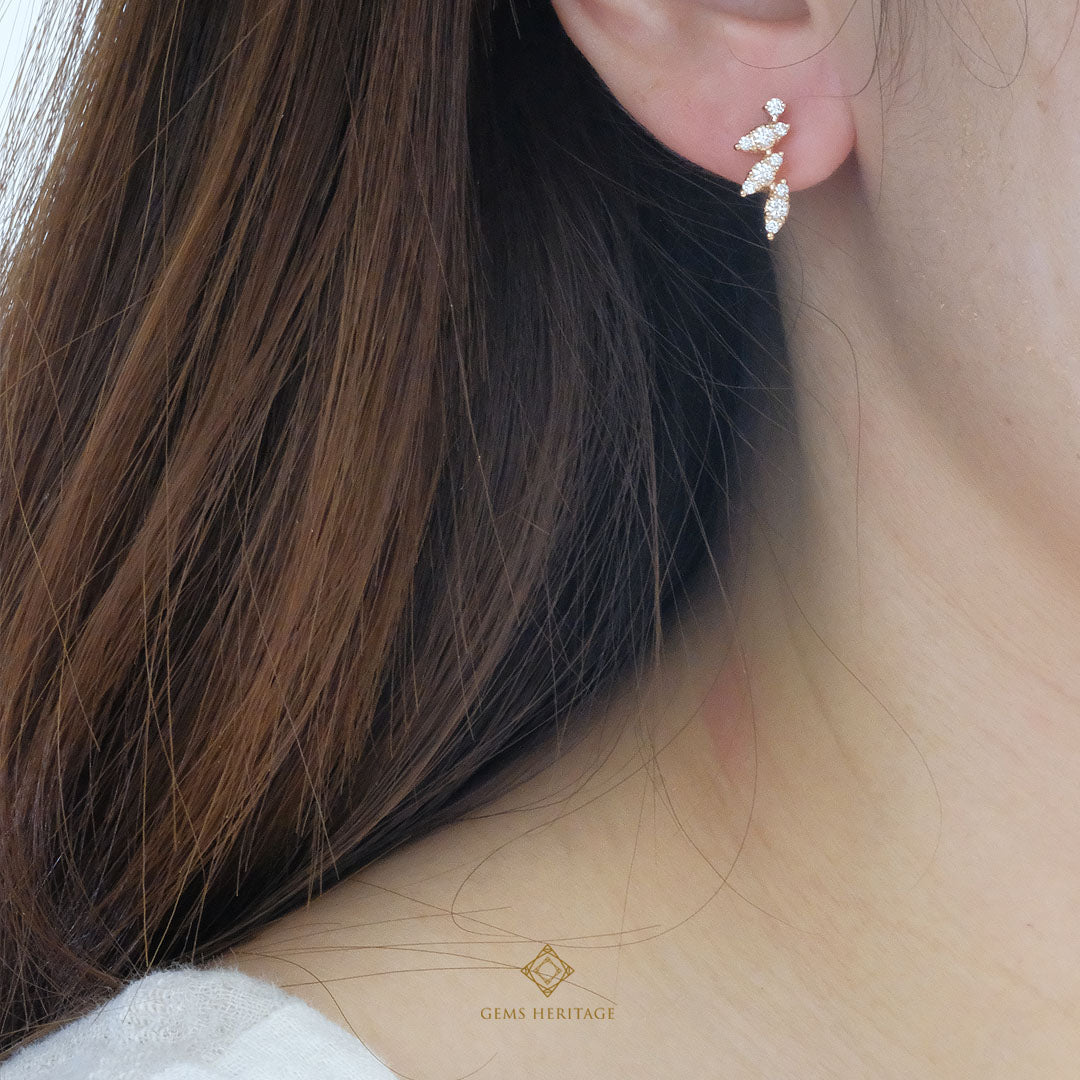 Sweet leaves diamond earring(erpg278)