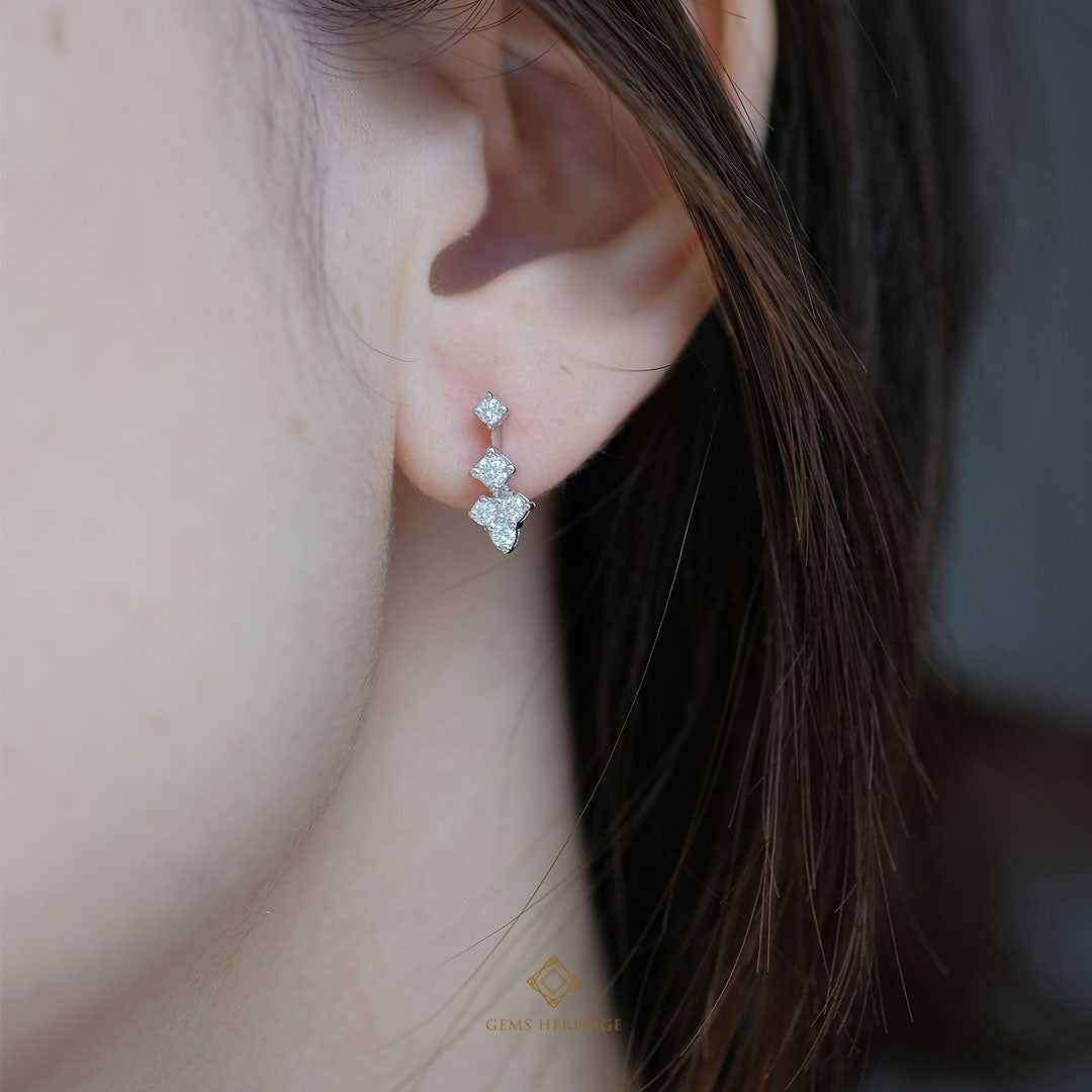 Star diamond stud earring(erwg279)