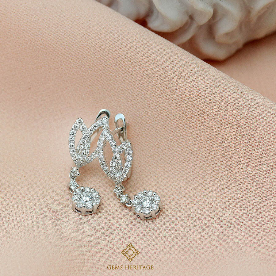 leaves and drop diamond earrings