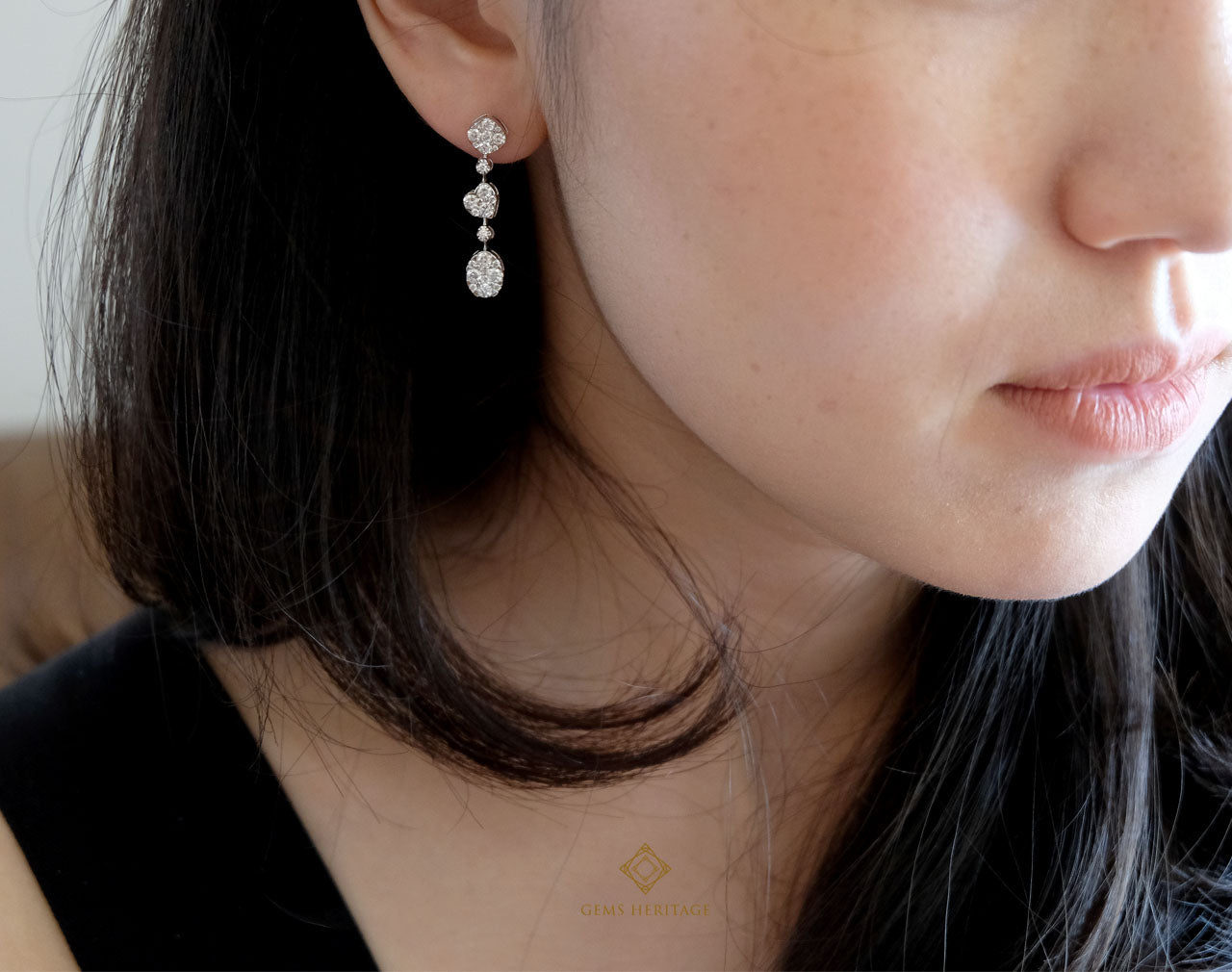 Mix Fancy cut diamond earrings (erwg099)
