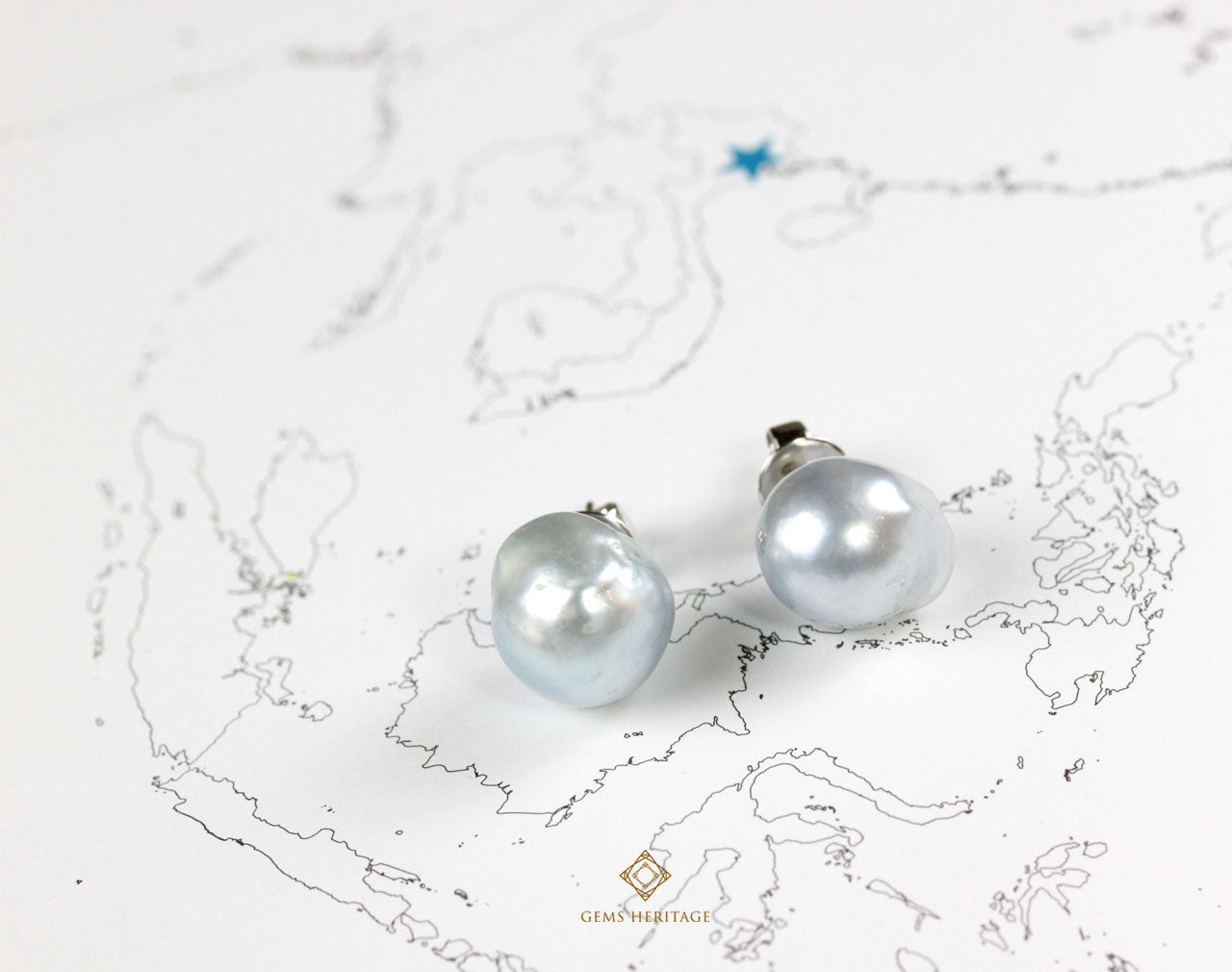 South Sea boroque silver pearl stud earrings
