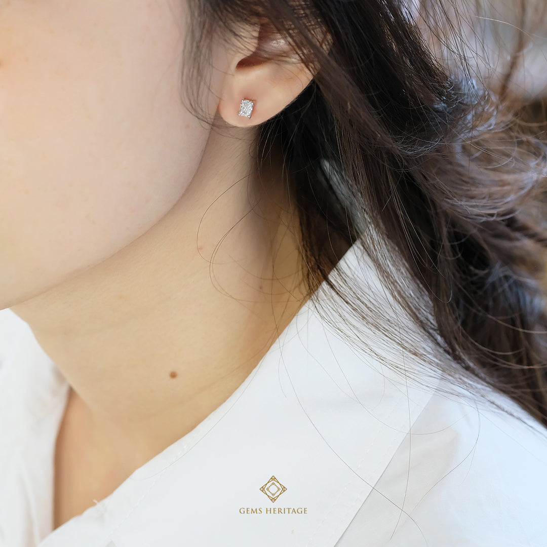 Radiant diamond stud earrings (erwg220)