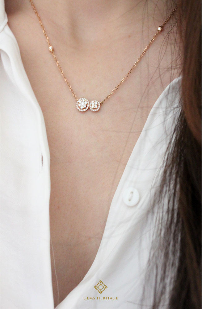 Mini halo diamond necklace