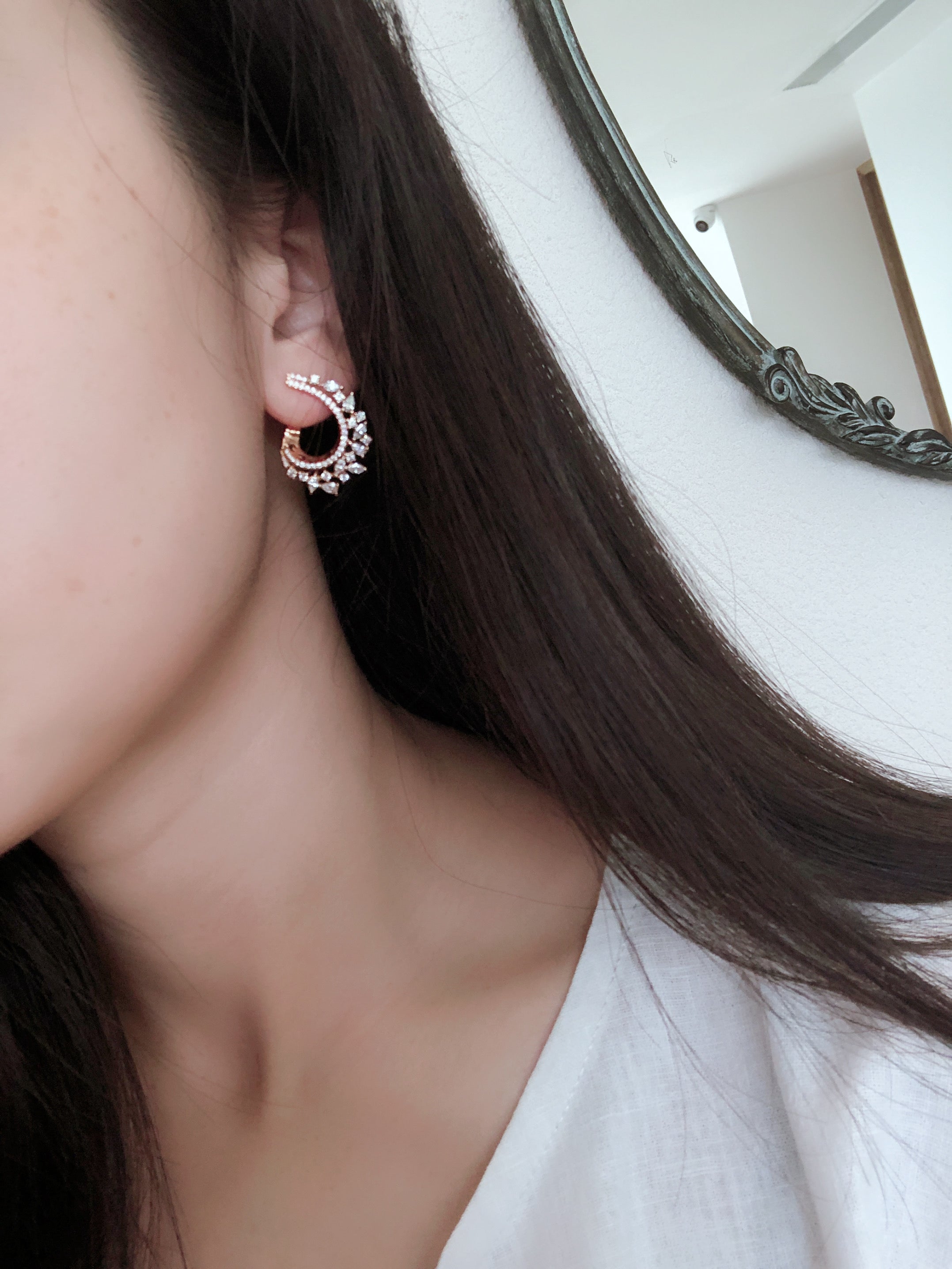 Fan fancy shape diamond earrings