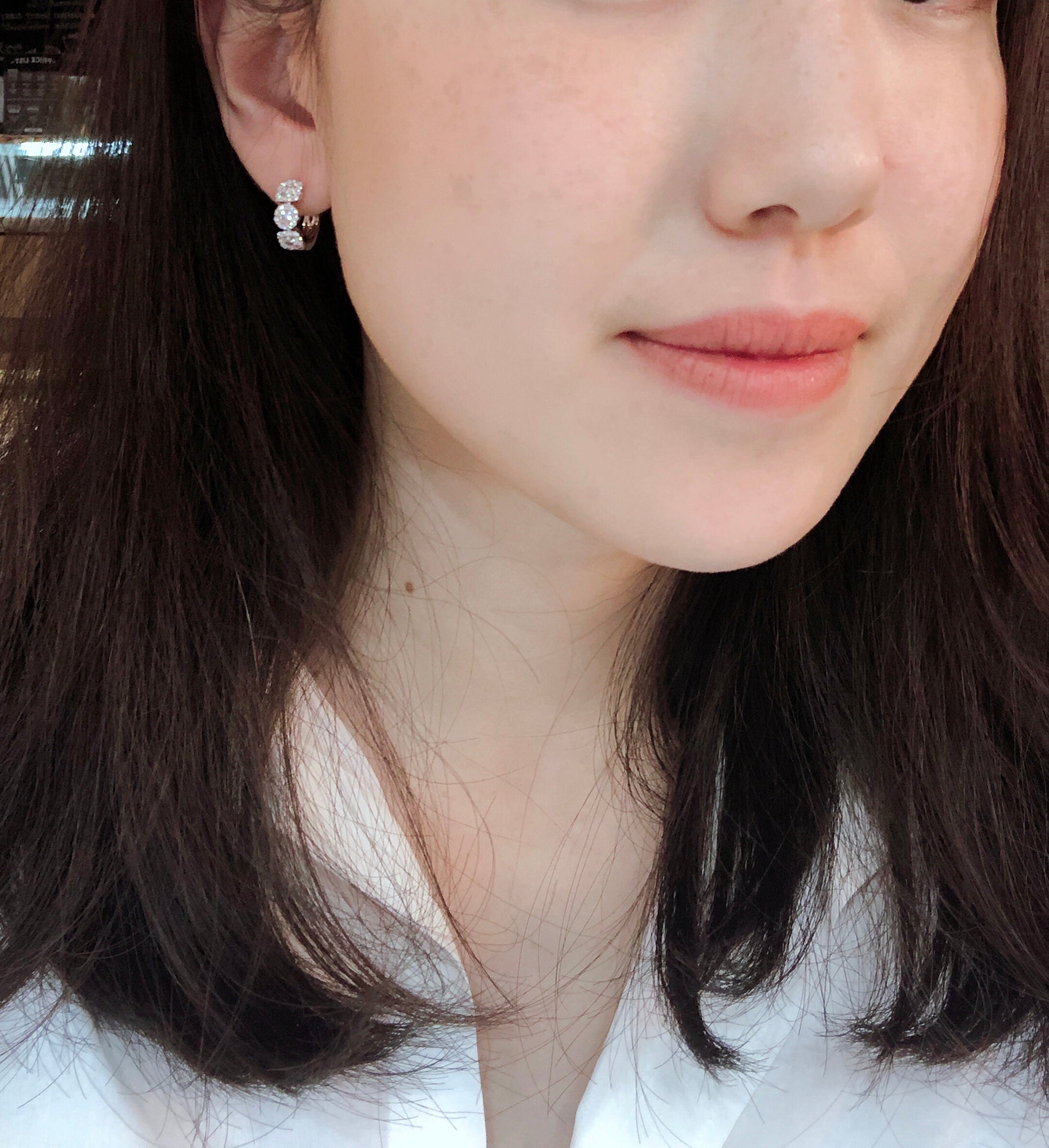 Square and Round diamond earrings