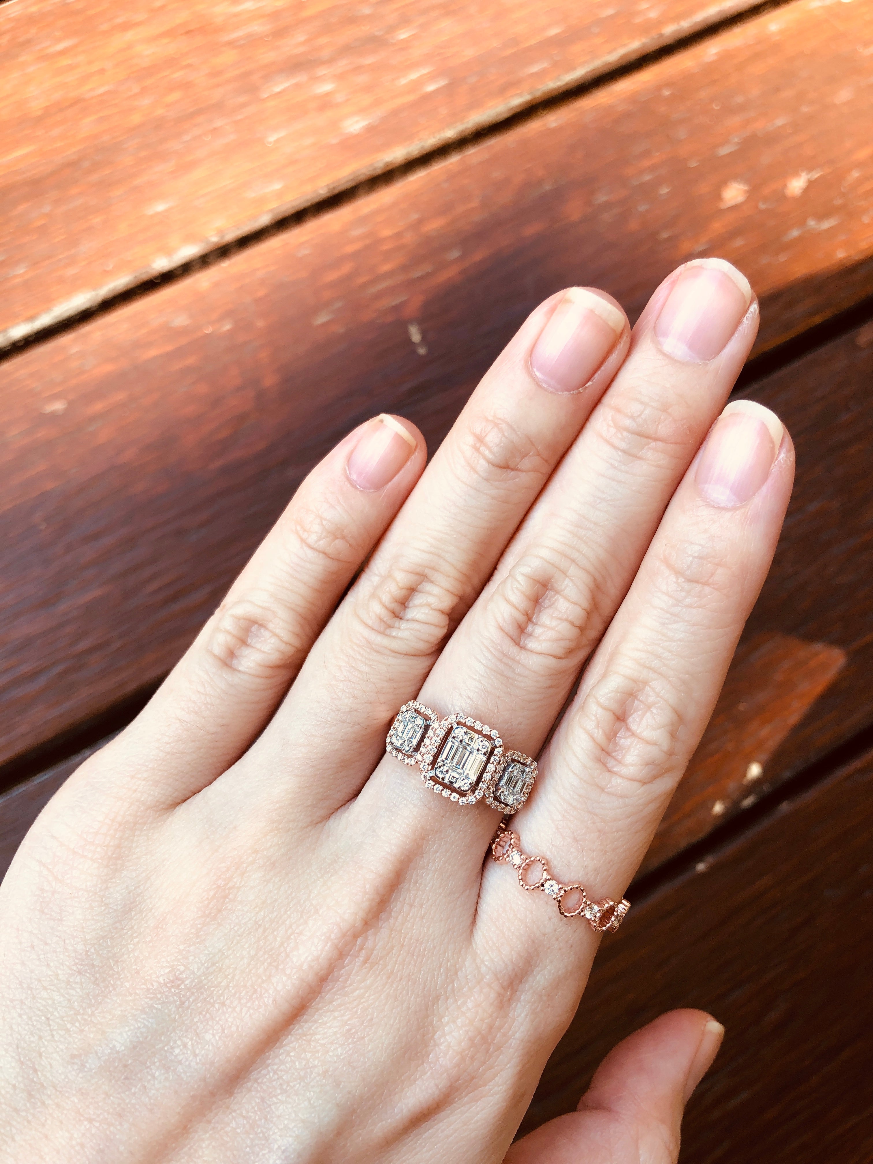 Three Emerald cut halo ring  (RPG258)