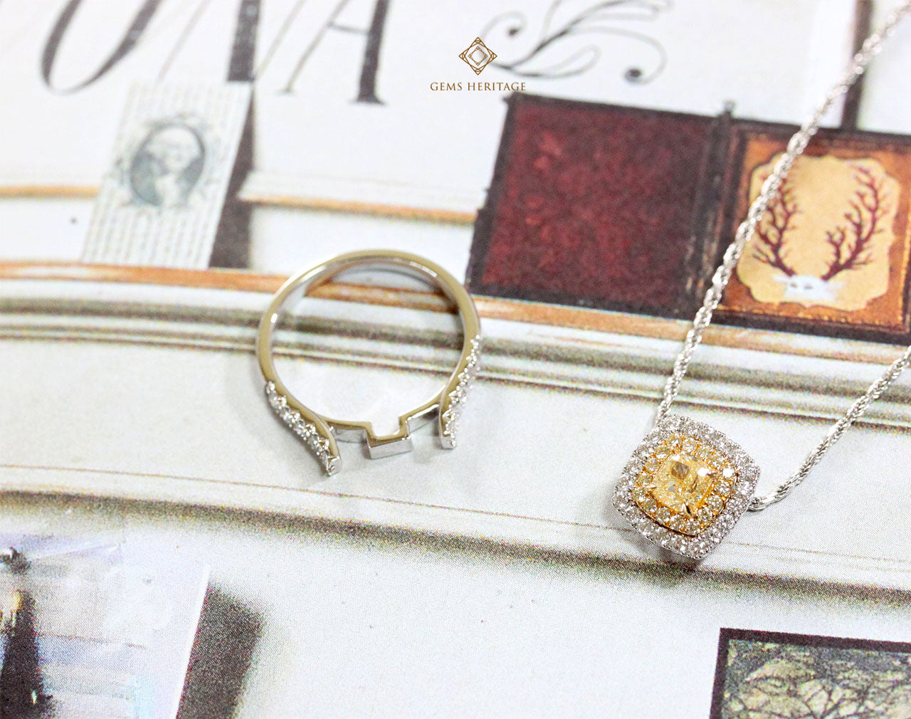 Natural Fancy yellow diamond ring / pendant