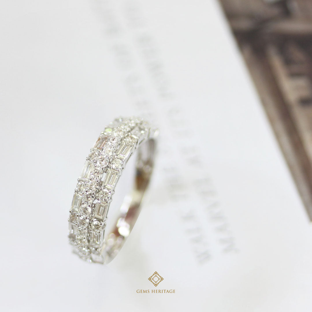 Baguette and round diamond ring Gems Heritage