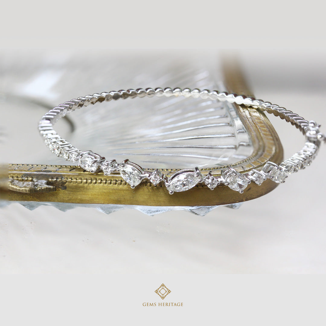 Marquise fancy shaped diamond bangle (blwg77)