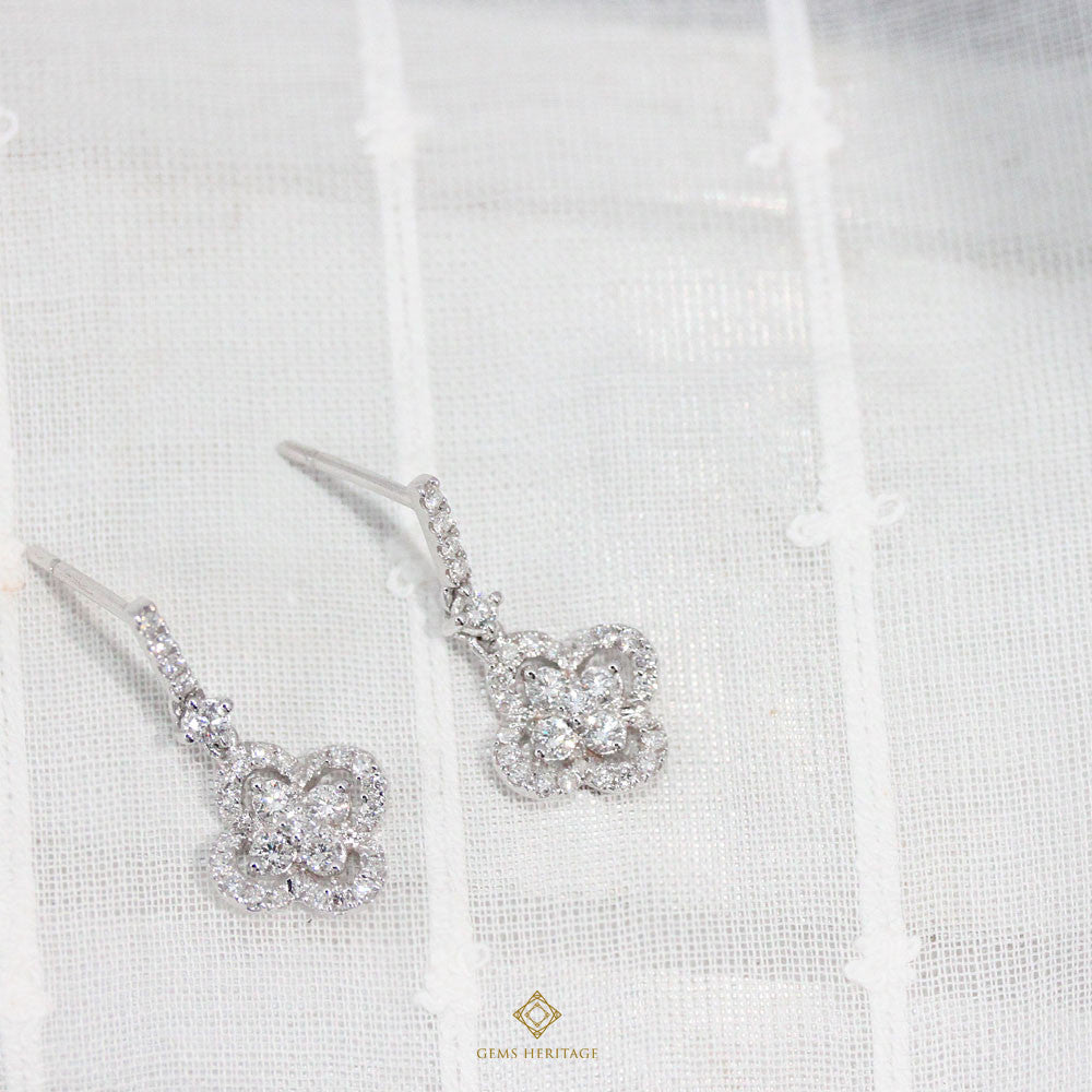 Sweet flower drop diamond earrings(ERWG055)