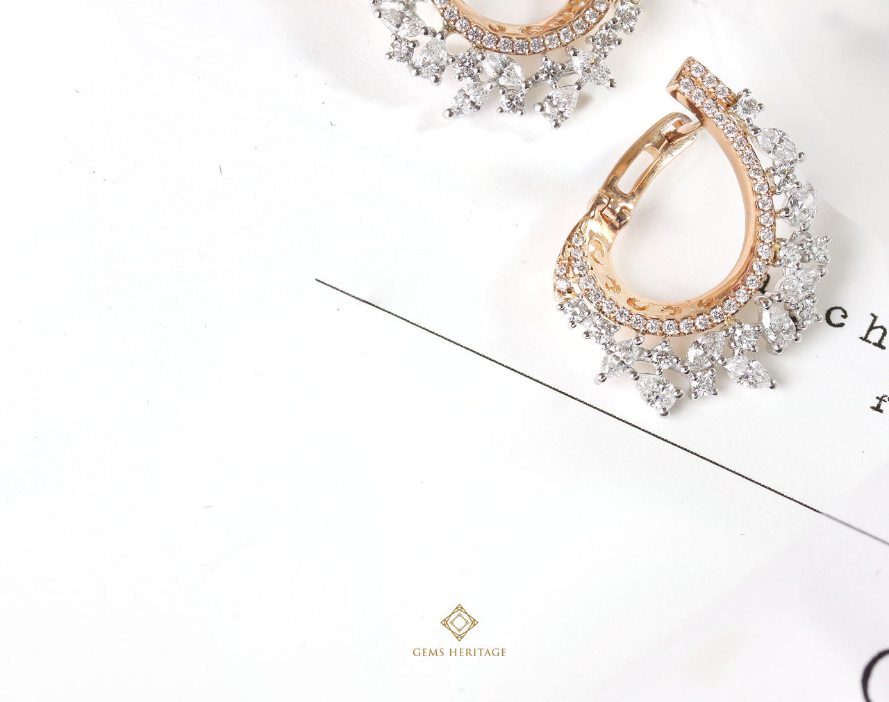Fan fancy shape diamond earrings