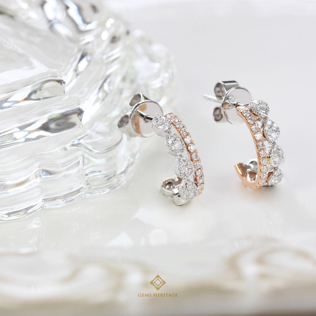 Two-tone round and pear shape diamond earrings (erpw250)