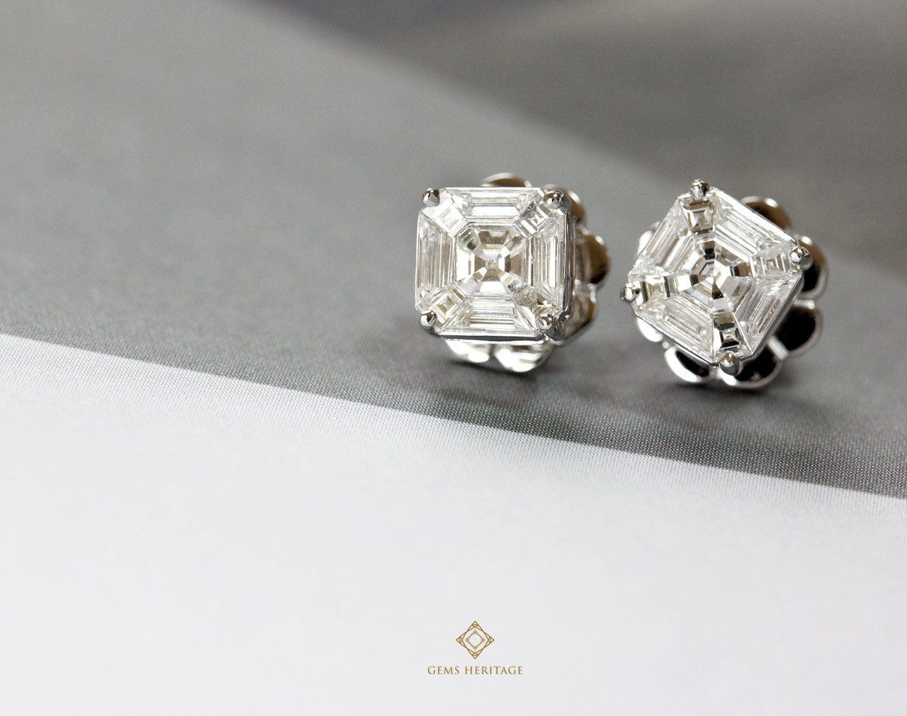 Asscher cut diamond deals earrings 1 carat