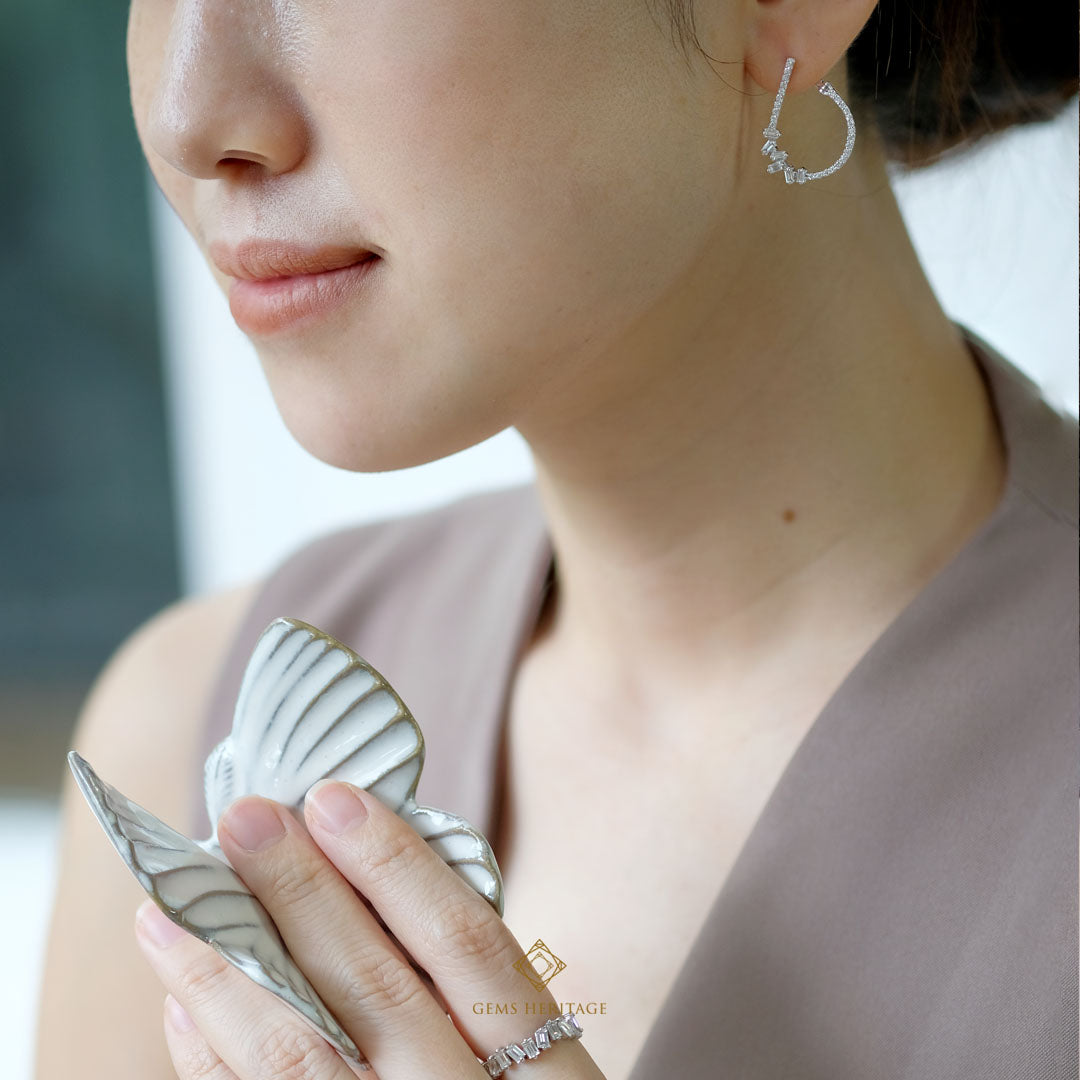 Drop shape diamond earrings with baguette alternate(ERWG118)
