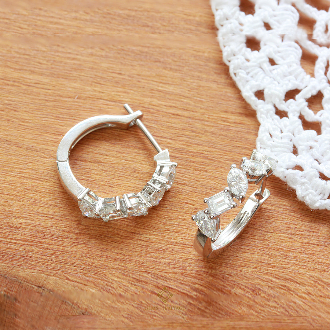 Fancy diamond hoop earrings