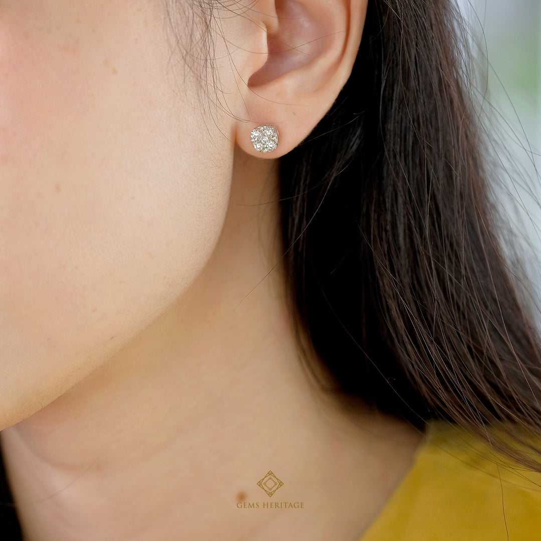 Cushion illusion earrings with adaptable drop down halo (erwg186)
