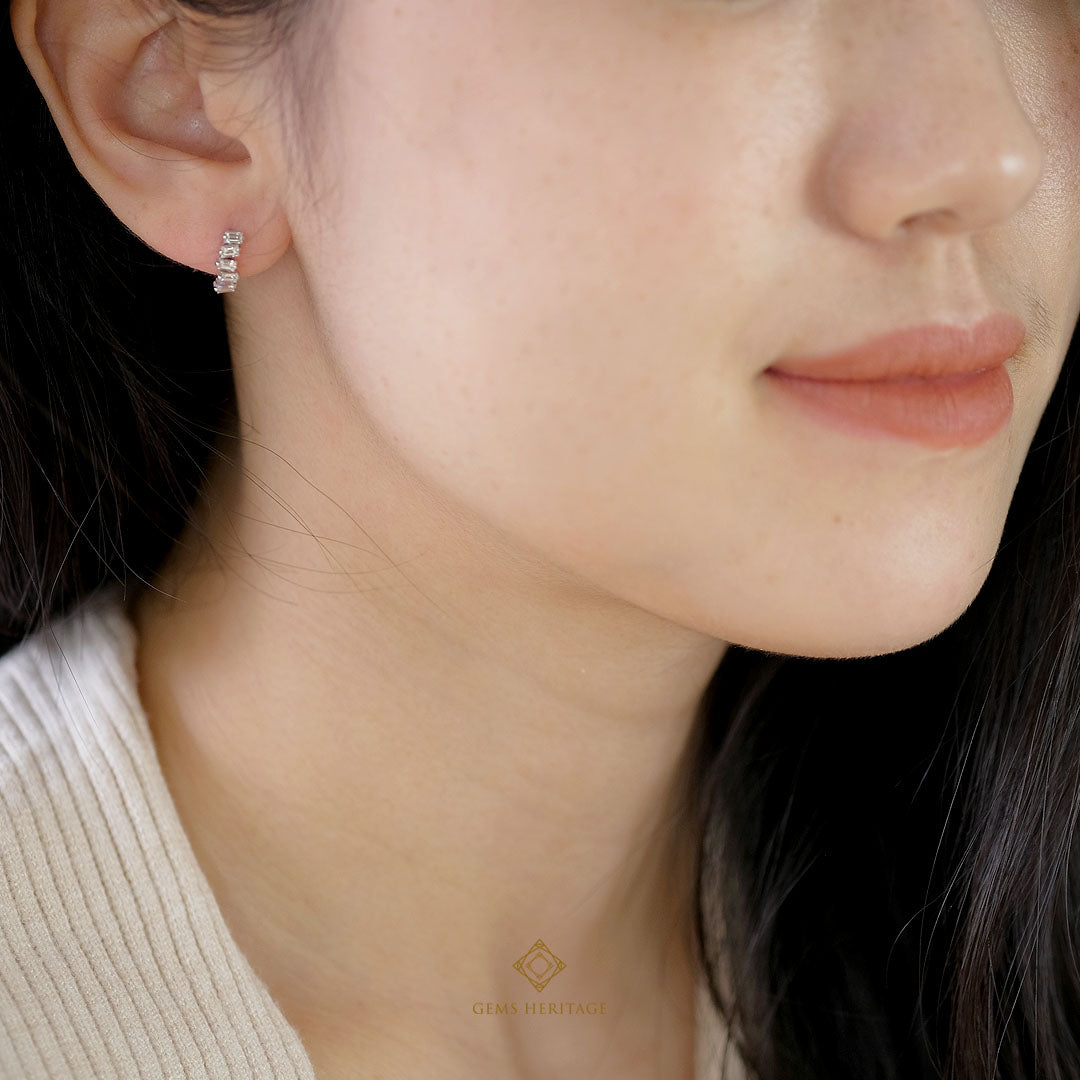 Zigzag baguette diamond earrings