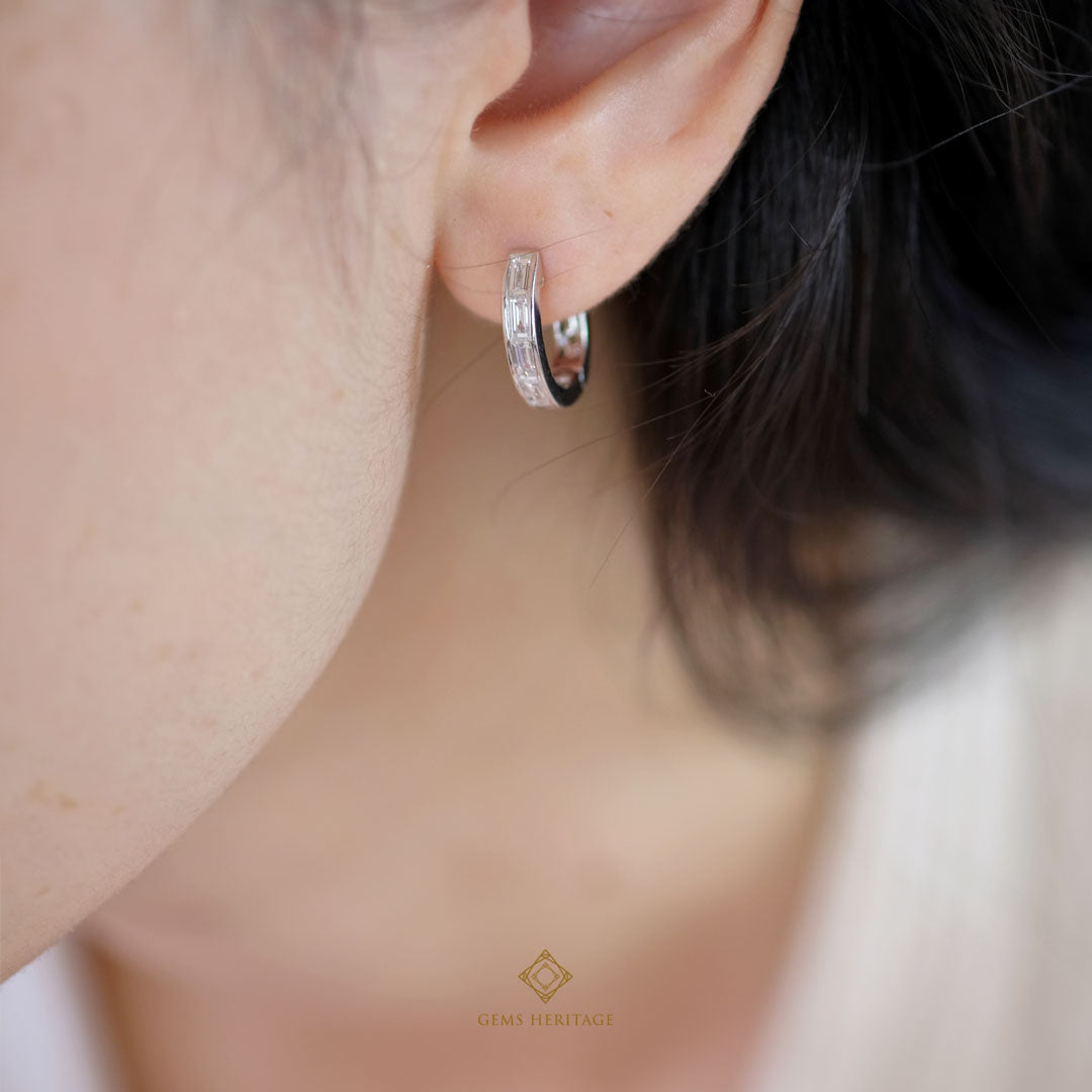 Baguette diamond hoop earrings