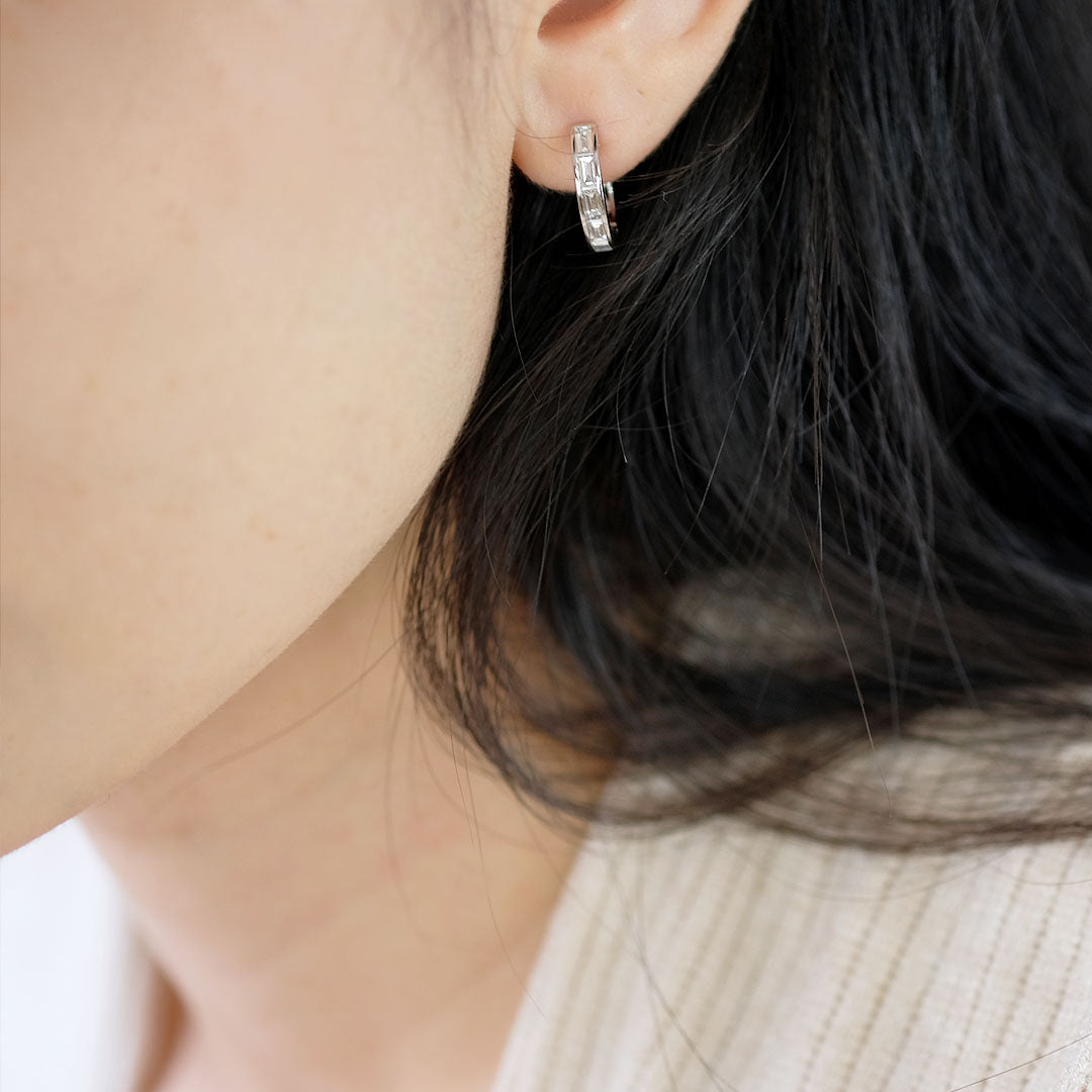 Baguette diamond hoop earrings