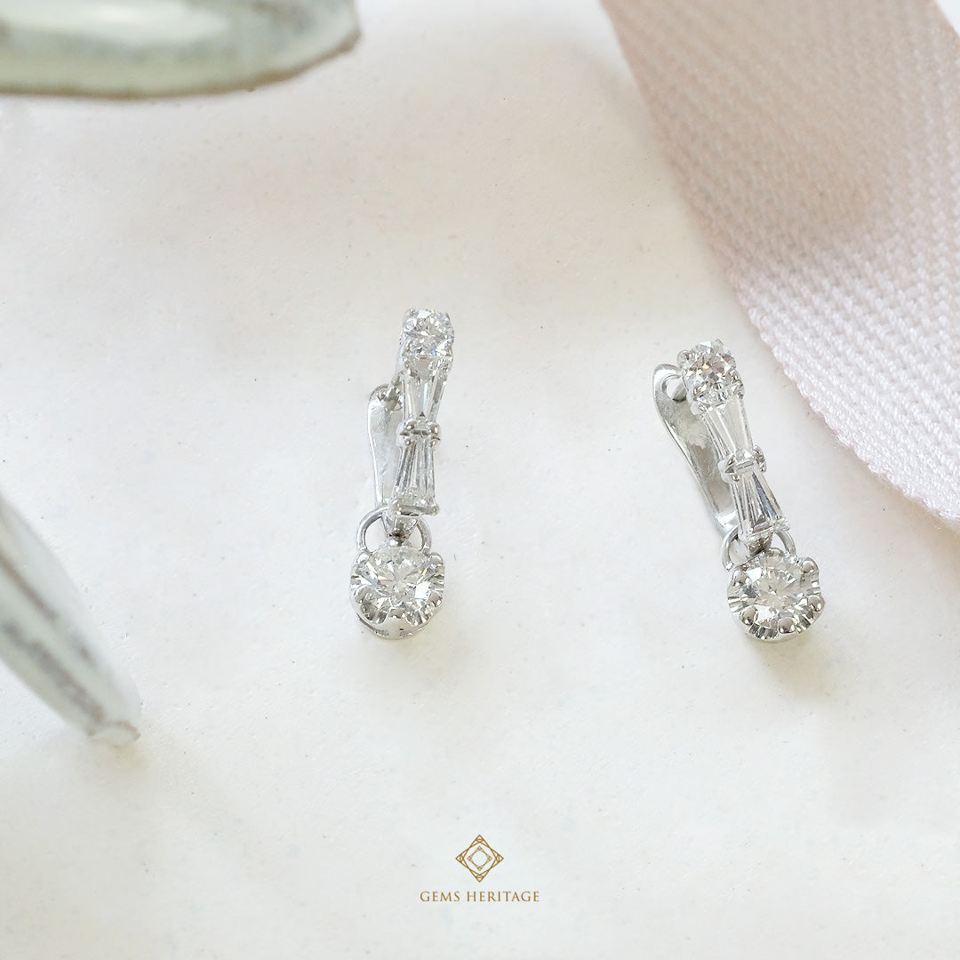 Fancy shaped diamond hoop earring with round brilliant drops (ERWG199)