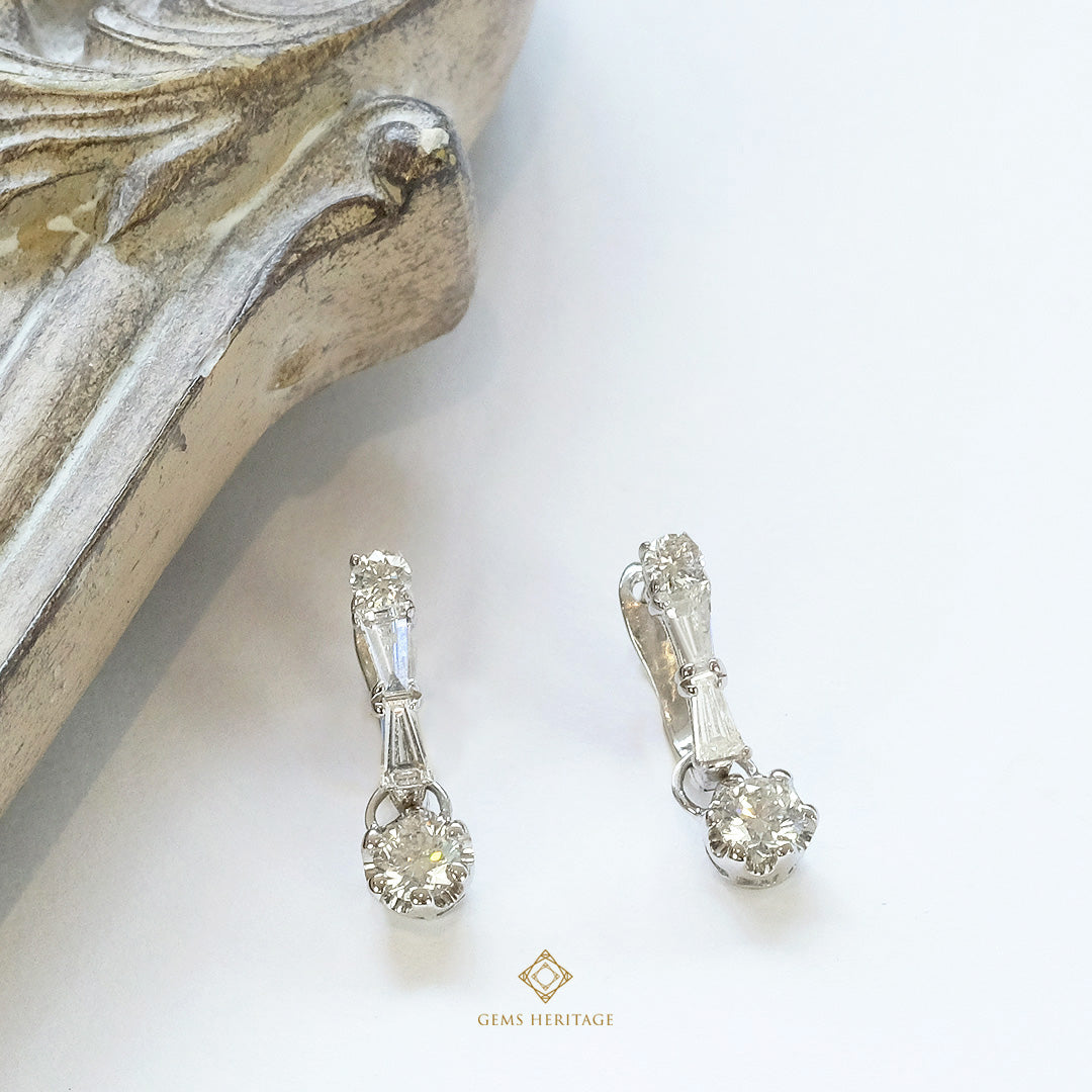 Fancy shaped diamond hoop earring with round brilliant drops (ERWG199)