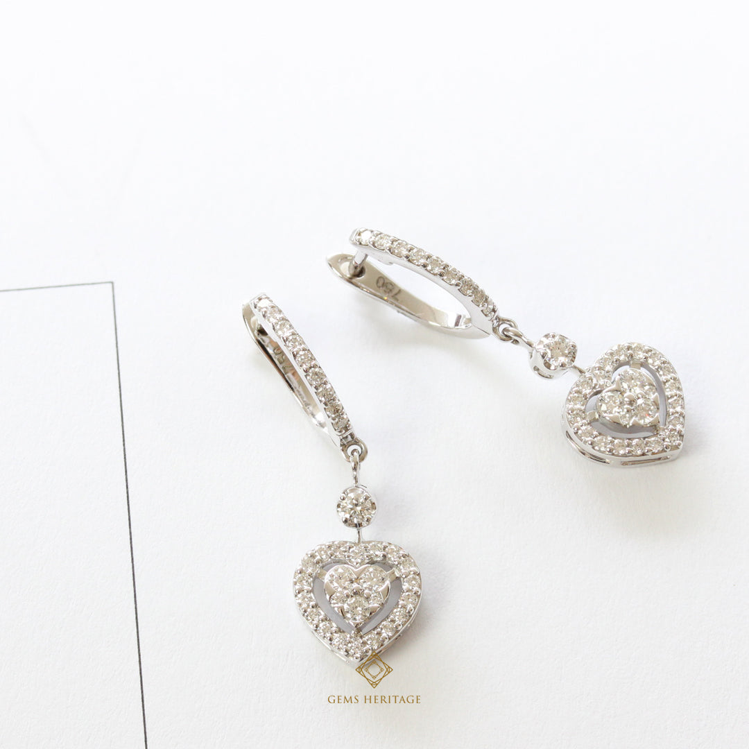 Heart illusion diamond hoop earrings