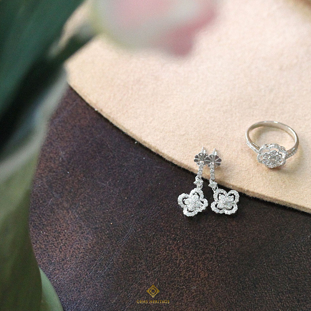 Sweet flower drop diamond earrings(ERWG055)