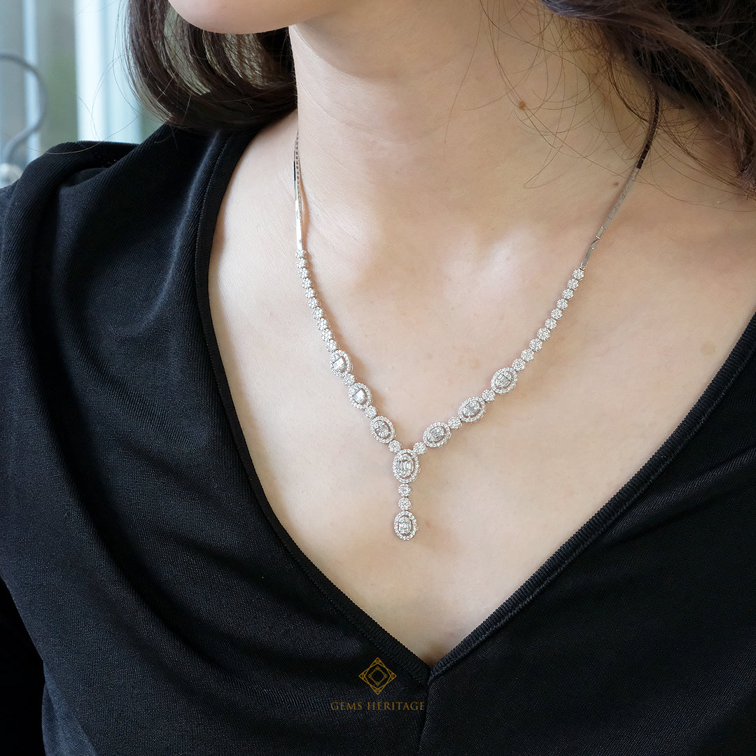 Oval bridal diamond necklace (nlwg22)