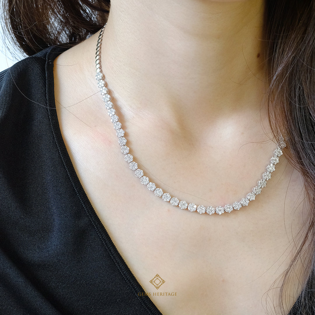 Classic illusion diamond halfway eternity necklace (nlwg51)