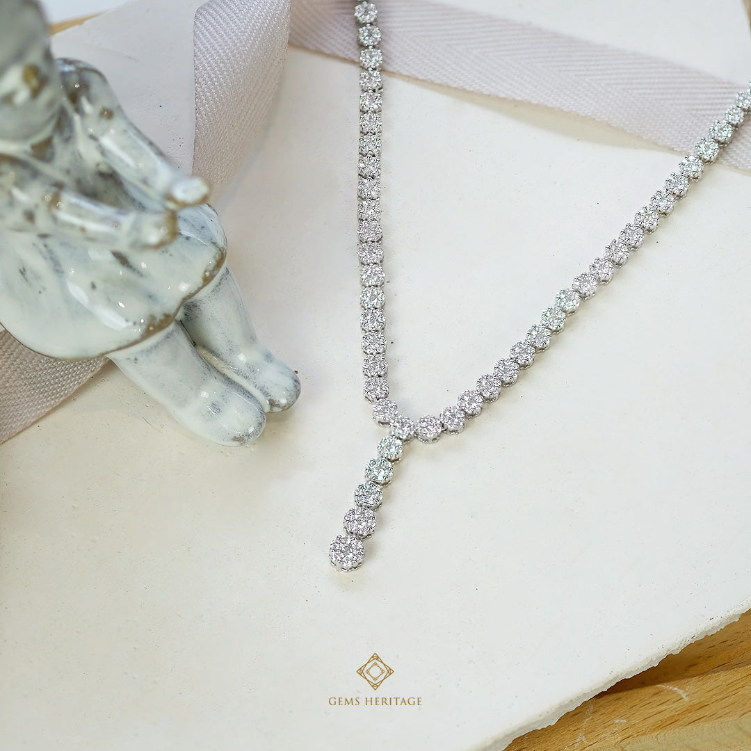 Classic illusion diamond halfway eternity drop necklace (nlwg52)