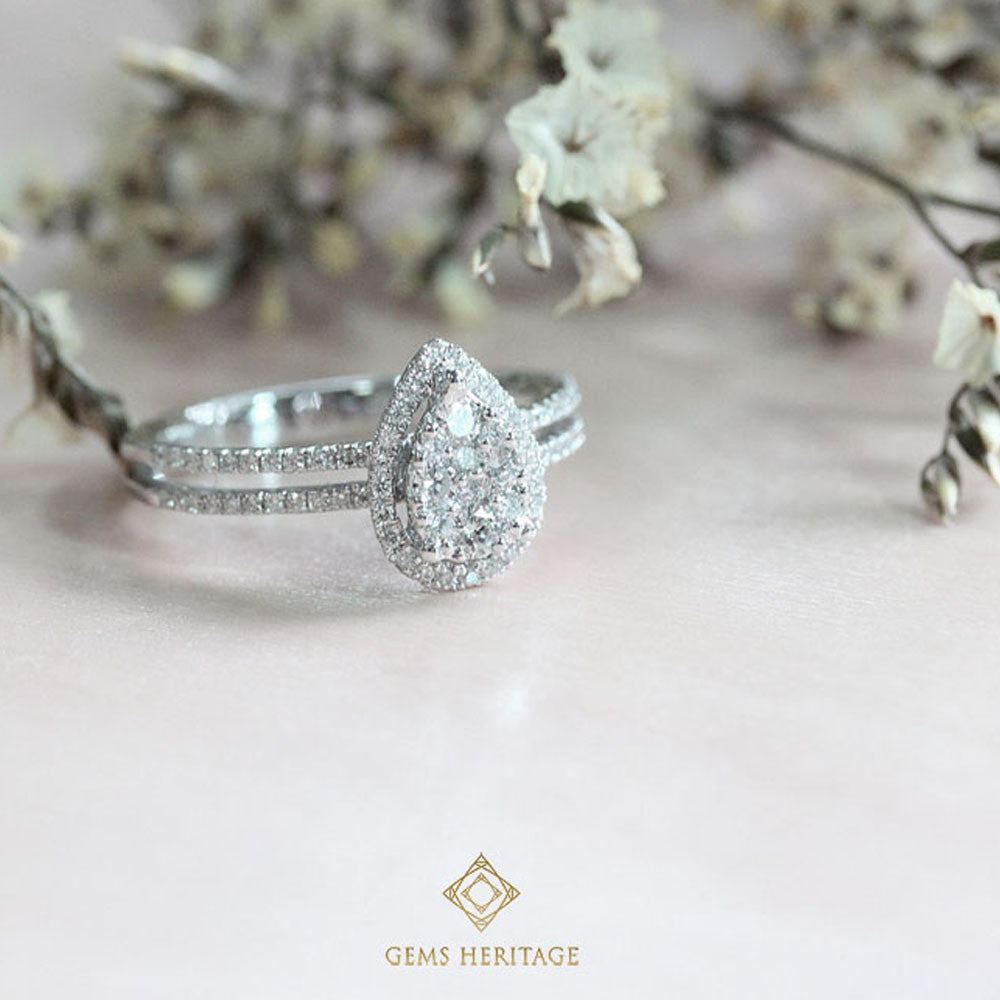 Pear shaped illusion diamond ring Gems Heritage